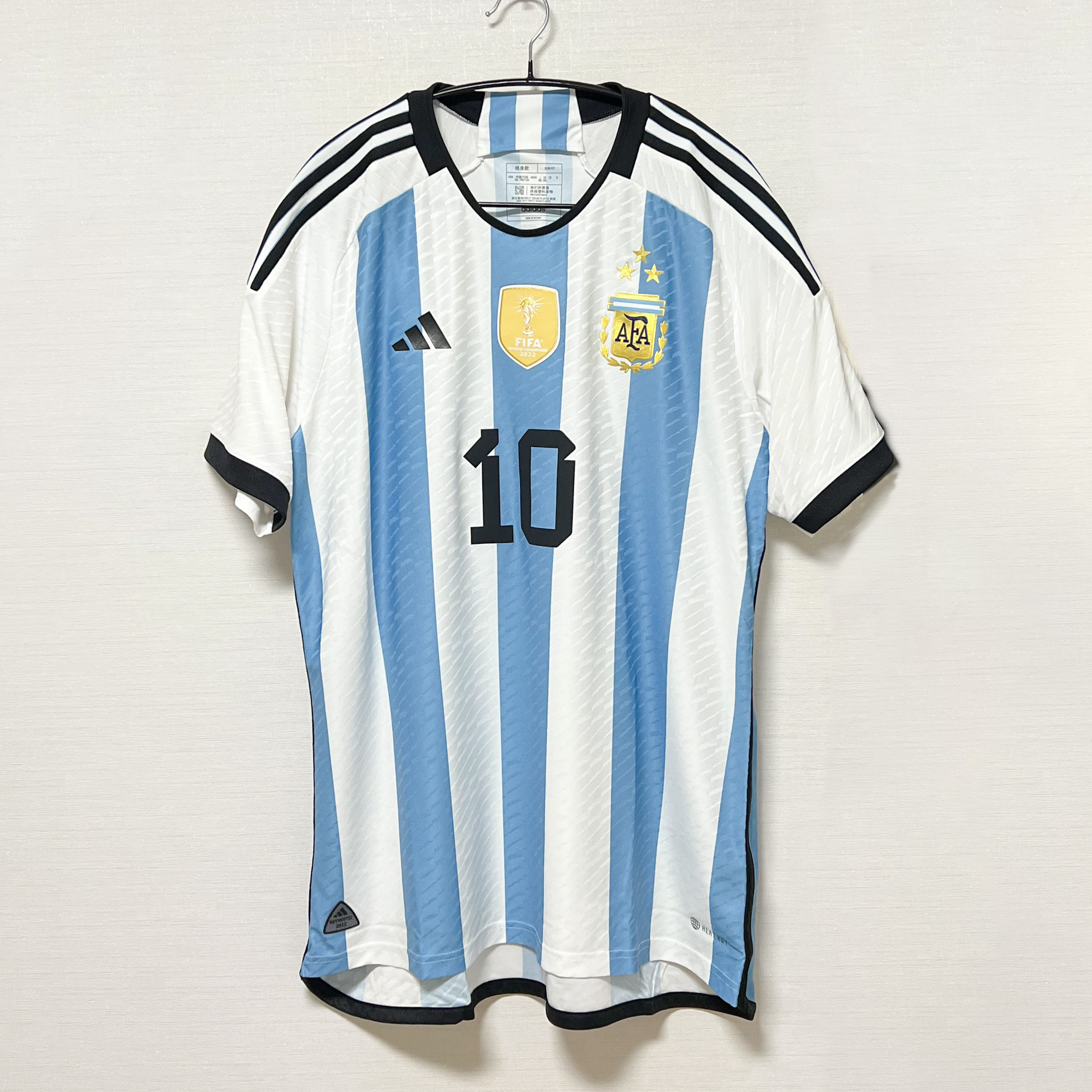 Adidas Argentina 2022 3 Star Home Authentic Jersey White Light Blue - KR Sizing (Non Marking Ver.) 착용 스타일 - 2
