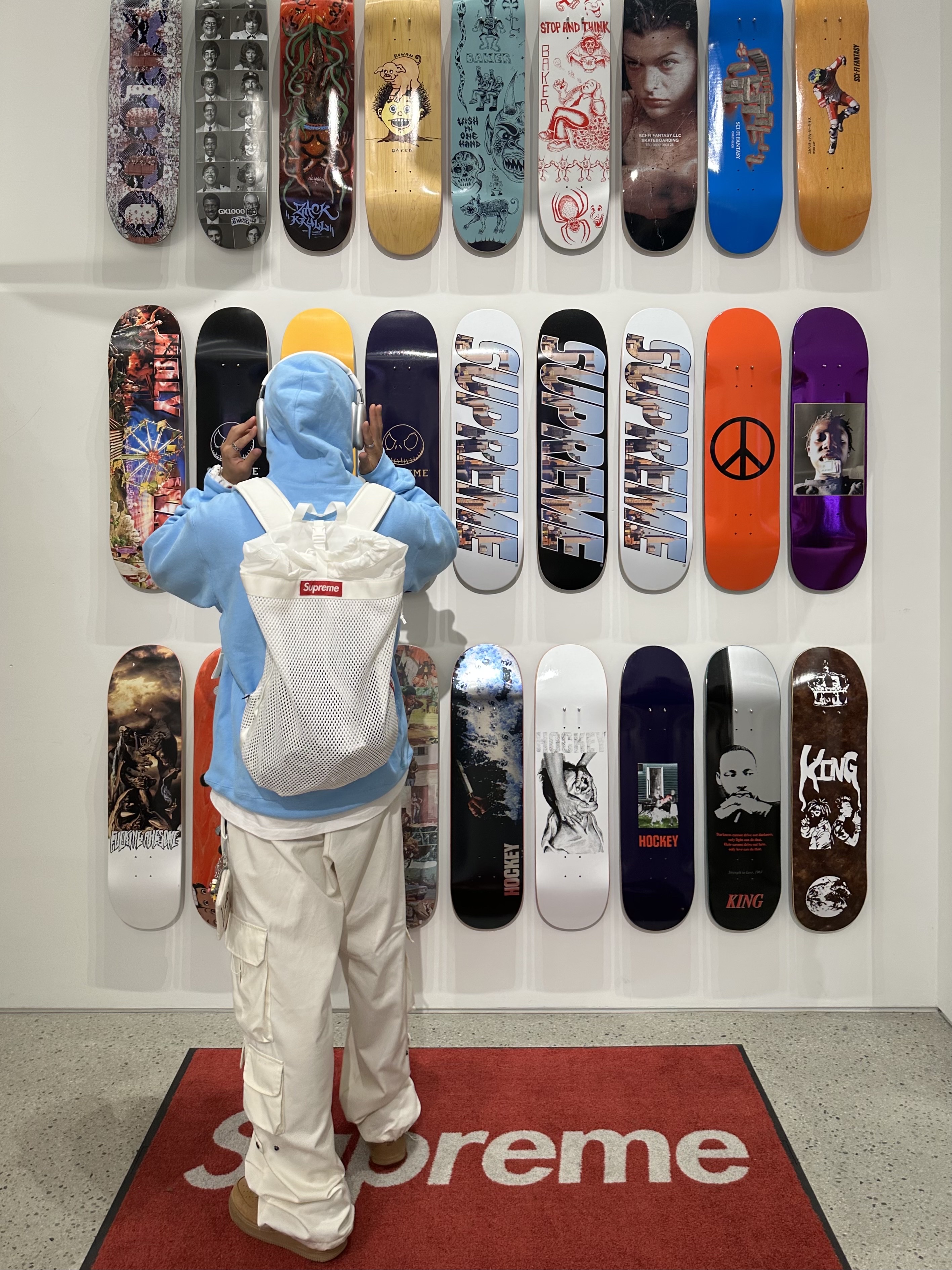 Supreme Bandana Box Logo Hooded Sweatshirt Light Blue - 19FW, Nike x Supreme Air Force 1 Low Flax 착용 스타일 - 2