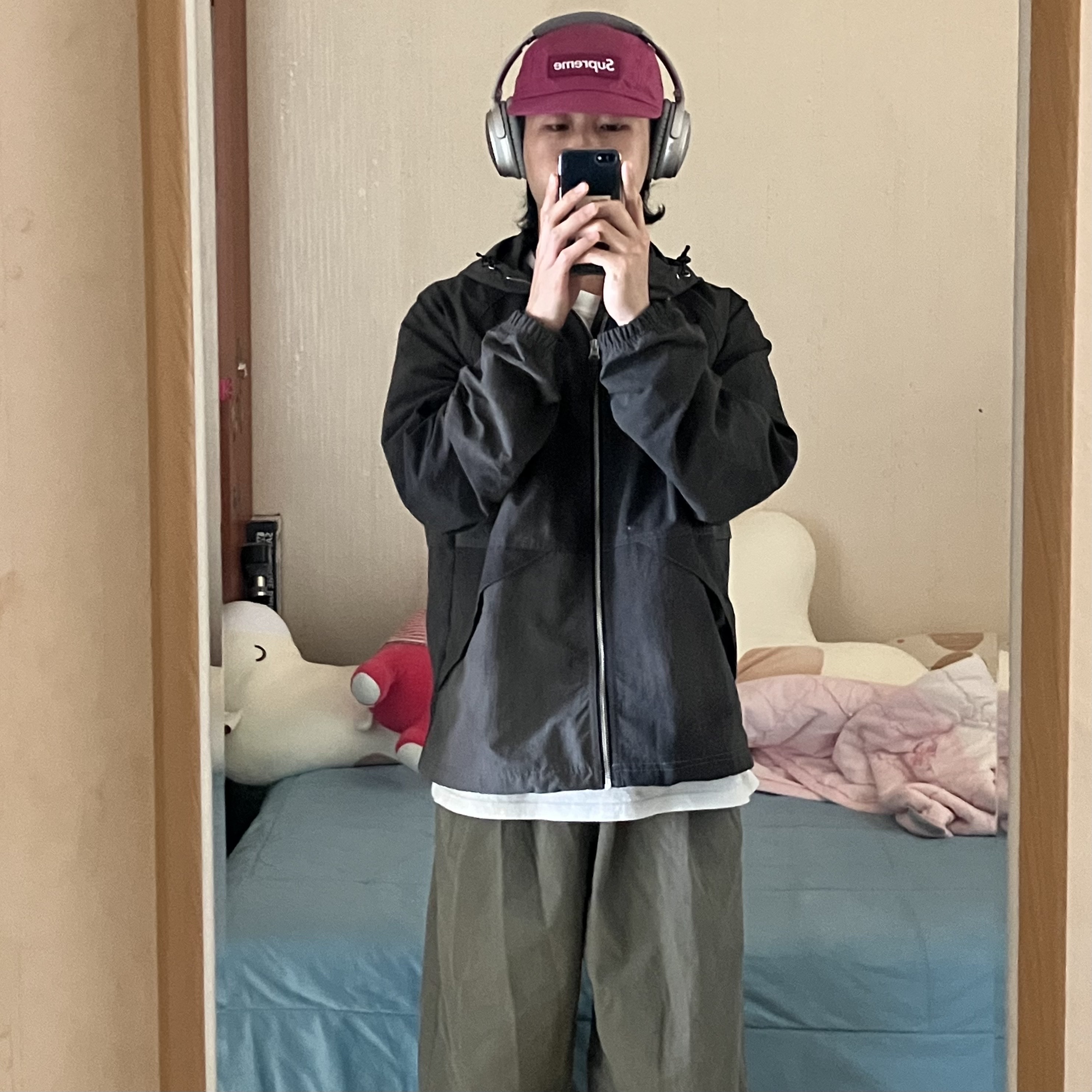 Stussy Wave Dye Beach Shell Jacket Black, Nike Moon Racer Monarch 착용 스타일 - 5