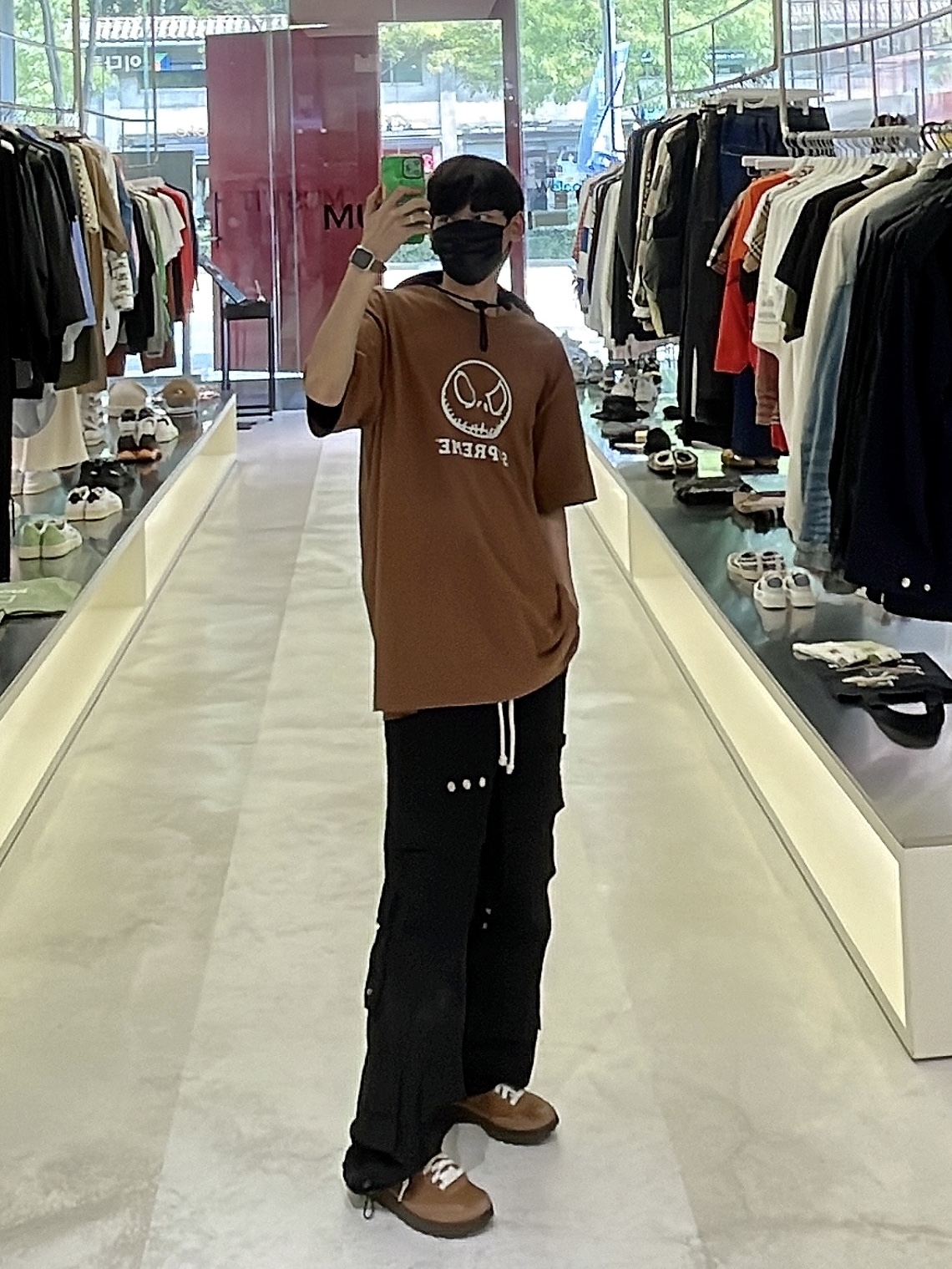 Nike x Tom Sachs General Purpose Shoe Brown, Supreme Skeleton T-Shirt Brown - 23FW 착용 스타일 - 2