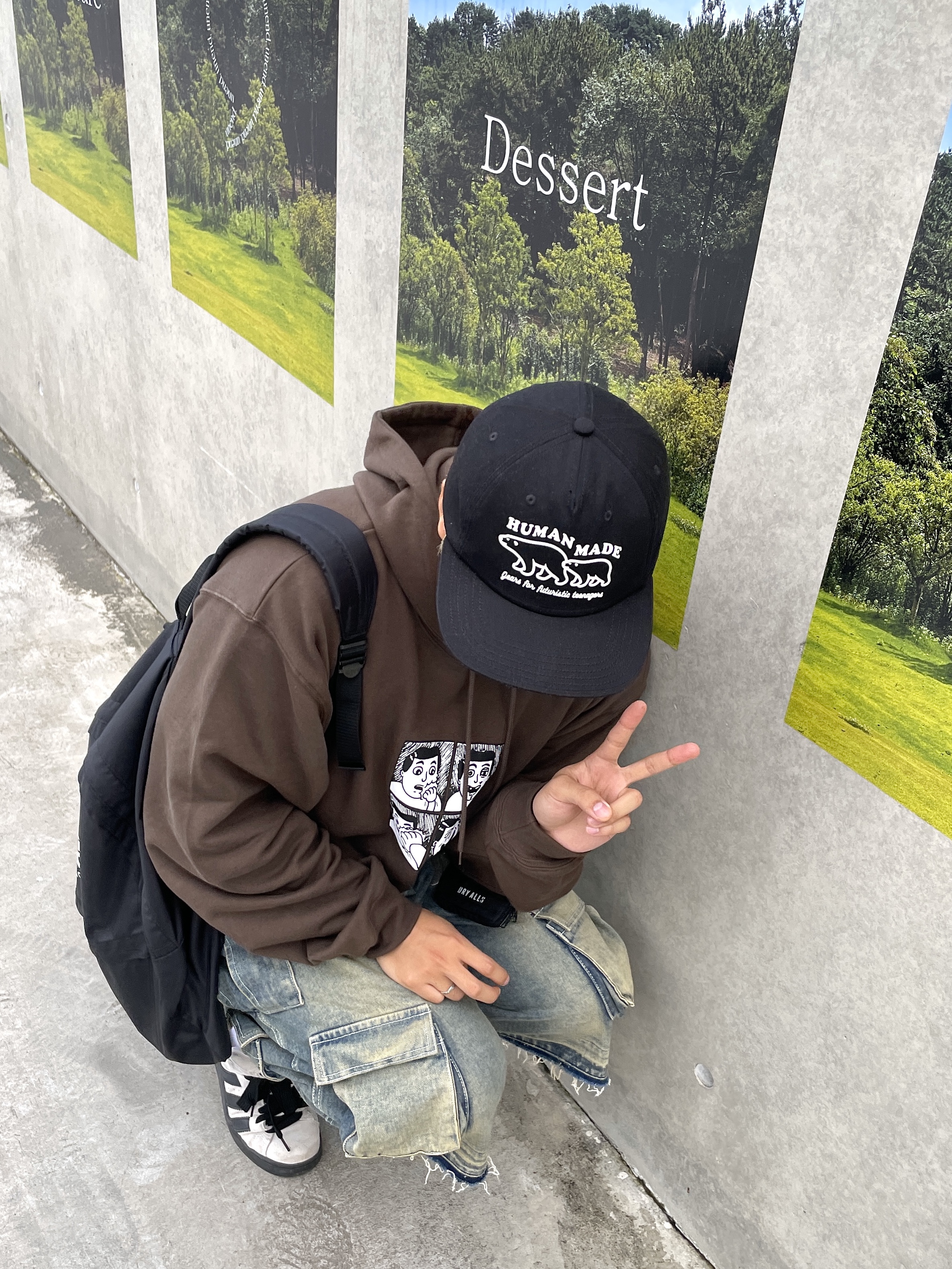 Human Made 5 Panel Cap #2 Black, Human Made Military Card Case Black 착용 스타일 - 3