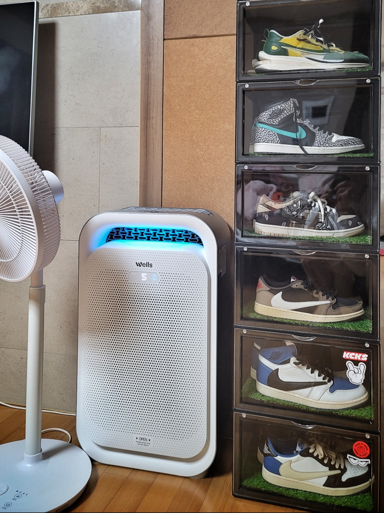 Jordan 1 x Travis Scott x Fragment Retro High OG SP Military Blue, Jordan 1 x Travis Scott x Fragment Retro Low OG SP Military Blue 착용 스타일