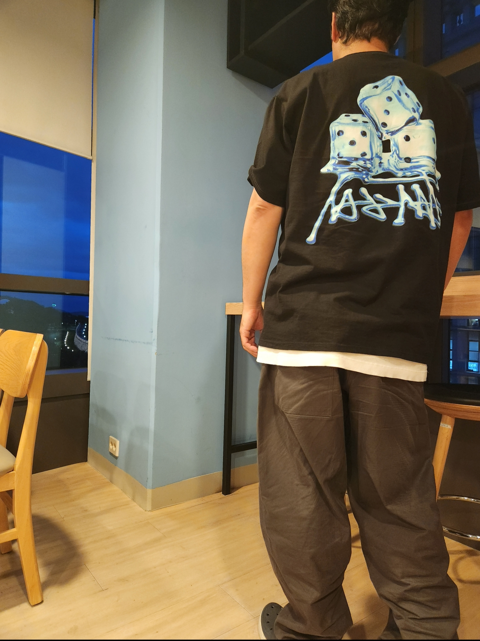 Stussy Melted T-Shirt Black, Stussy Undershirt White (3 Pack) 착용 스타일