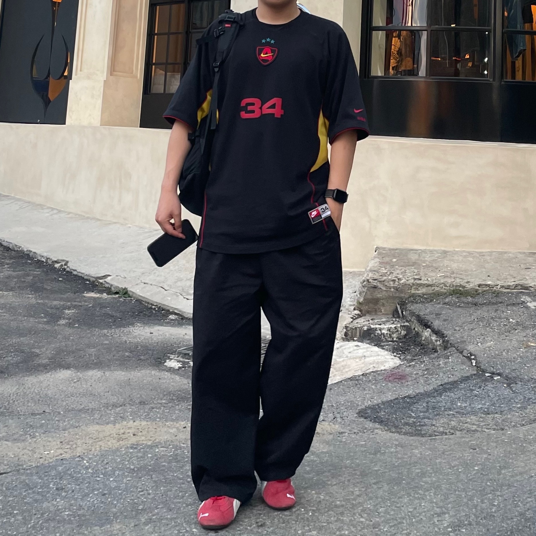 Nike x Ambush Jersey Top Black - Asia, Puma Speedcat LS High Risk Red White 착용 스타일 - 2