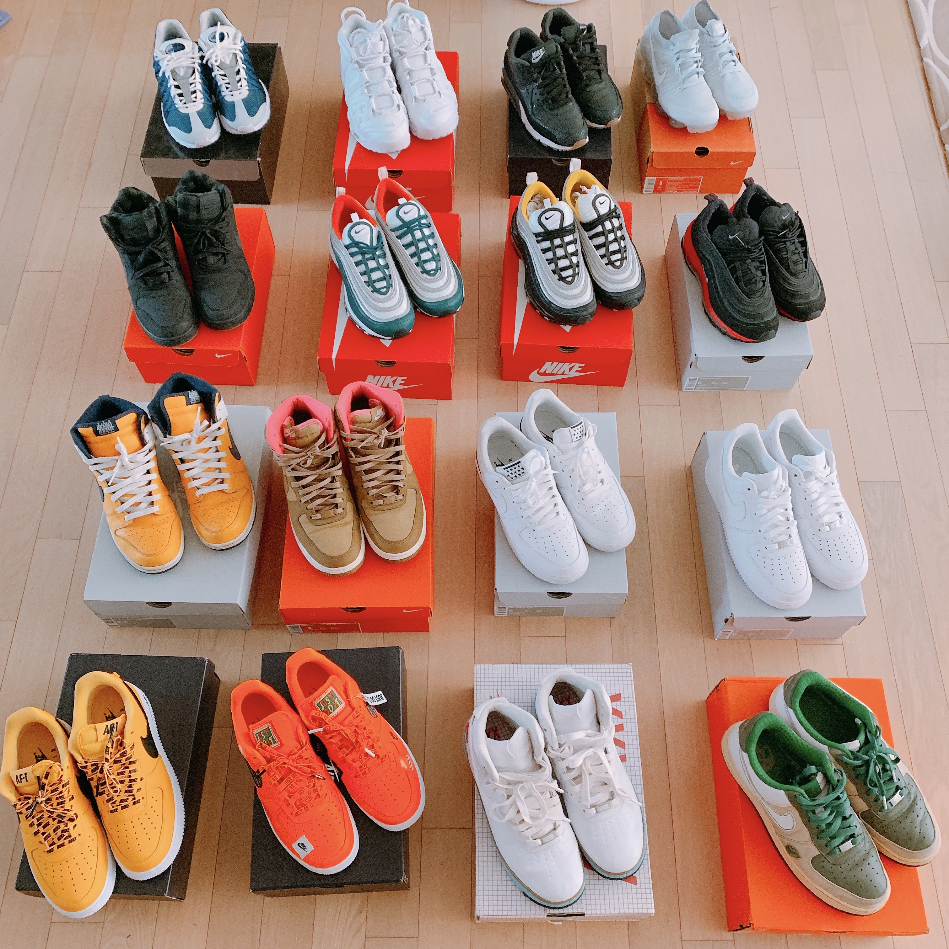 Nike Air Force 1 Low NBA Amarillo, Nike Air Force 1 Low Just Do It Pack Total Orange 착용 스타일