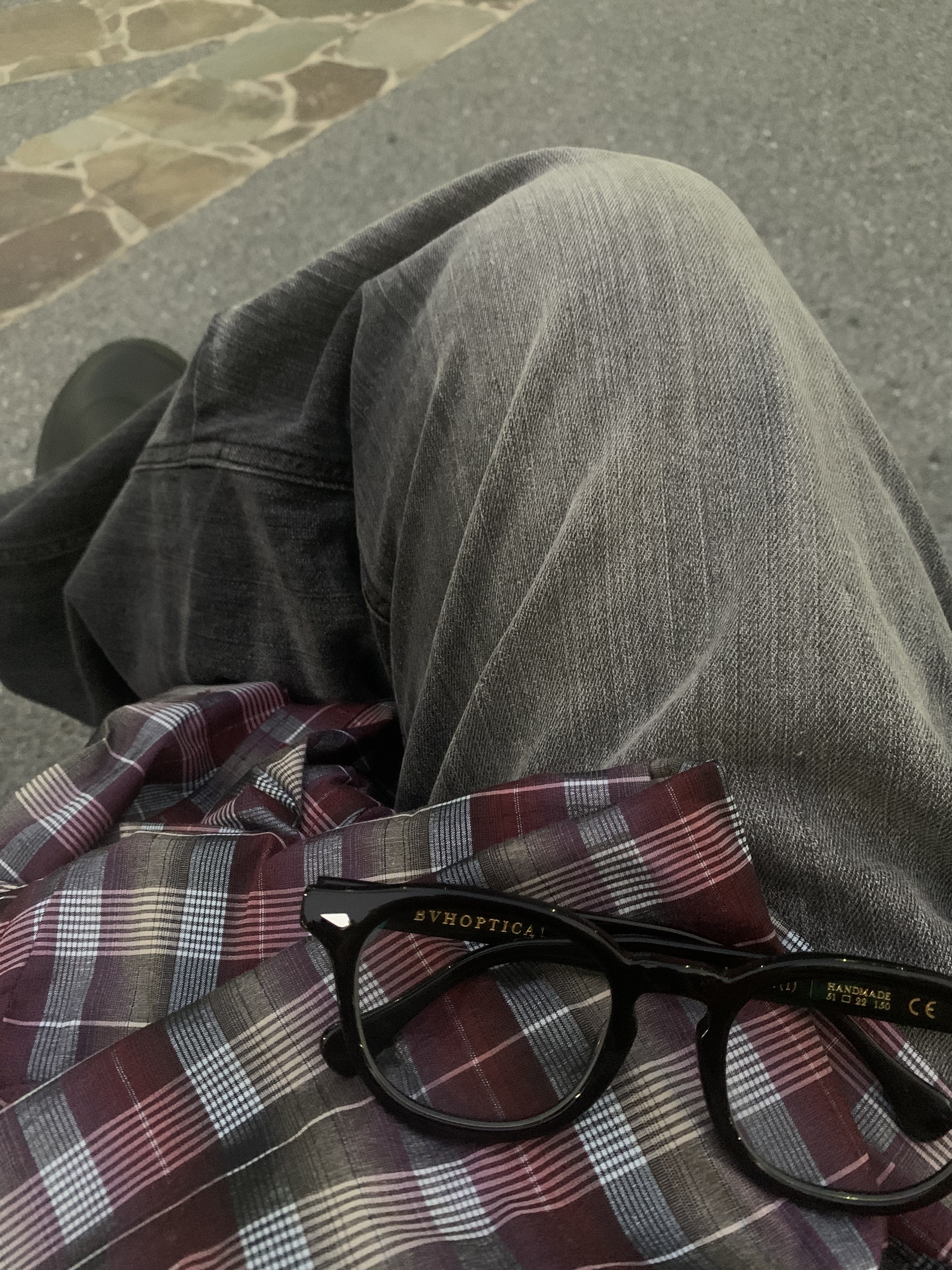 Nonnod Flexible String Check Shirts Wine, [KREAM 단독] Etce Smocking Baggy Jean Grey 착용 스타일 - 4