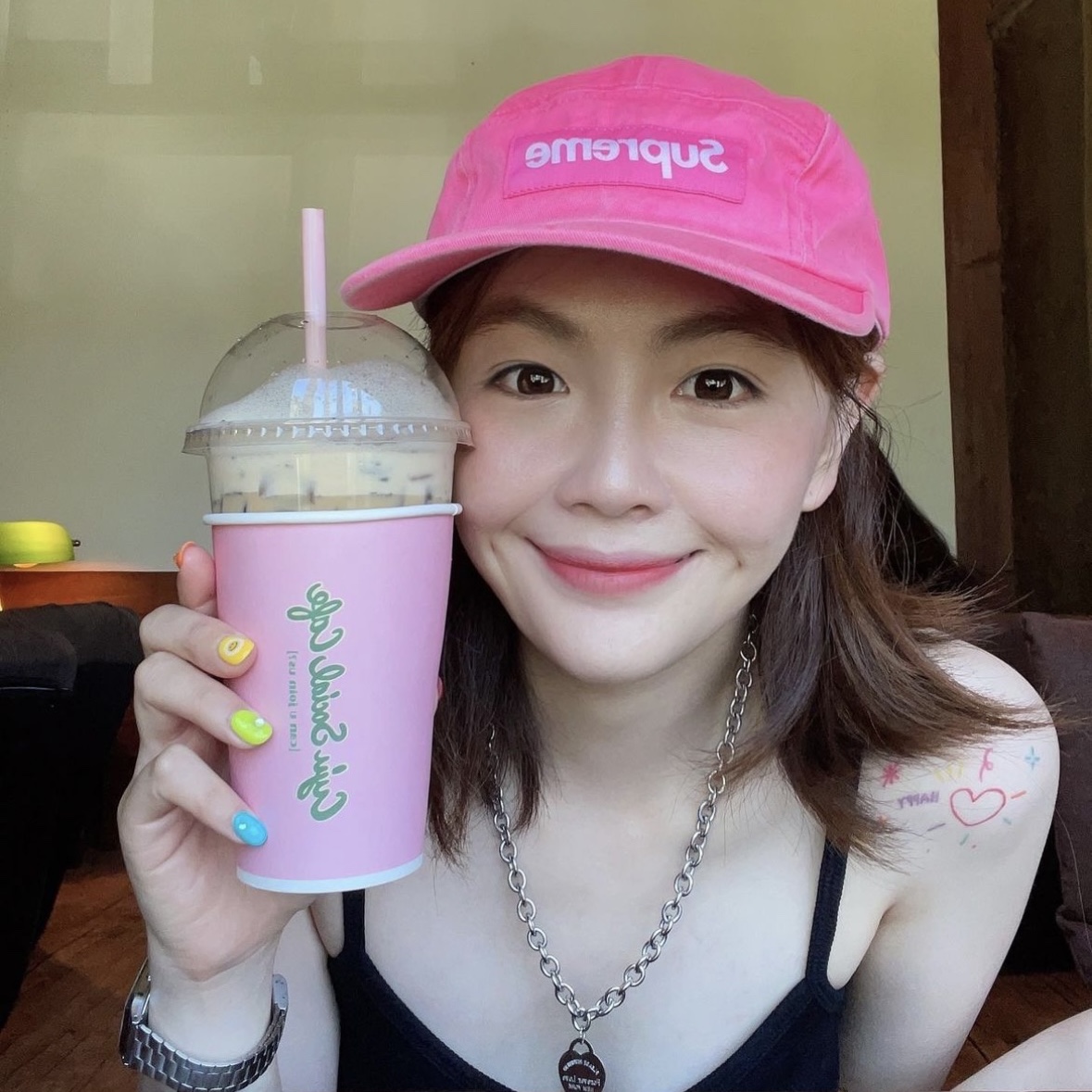 Supreme Washed Chino Twill Camp Cap Pink - 23SS 착용 스타일