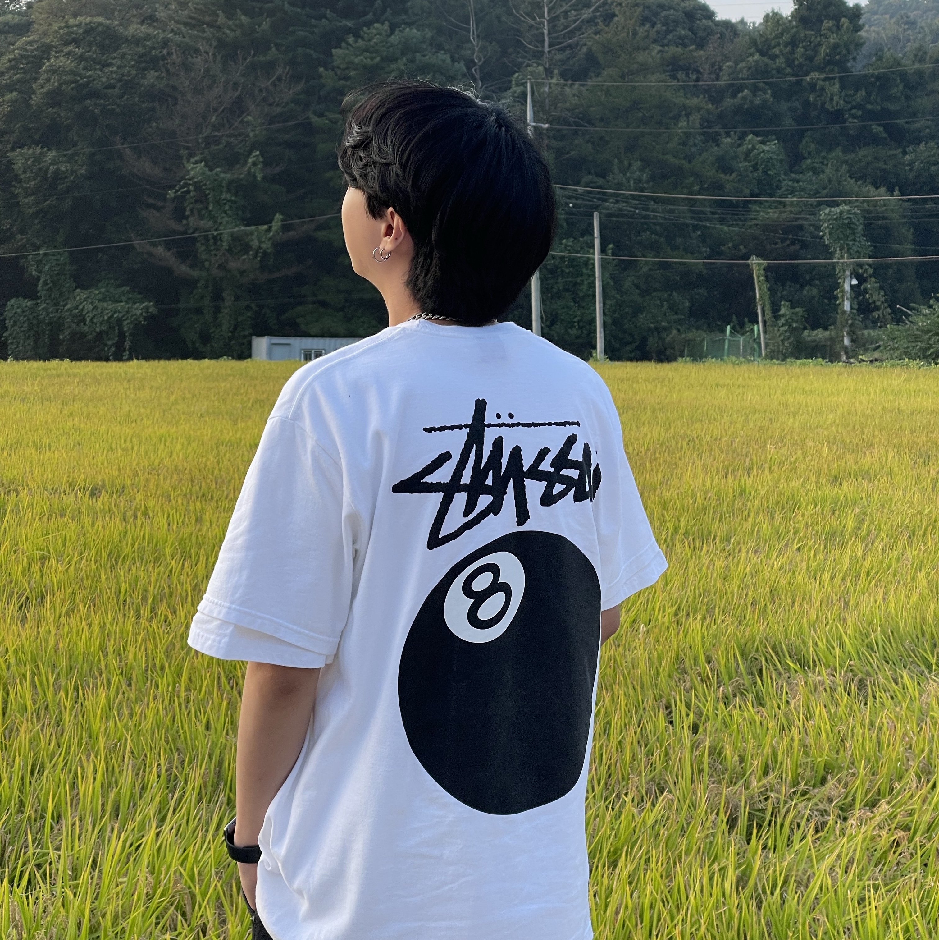 Stussy 8 Ball T-Shirt White - 22SS, Apple Watch SE 2023 44mm GPS Midnight Aluminium Case with Sport Band S/M Midnight (Korean Ver.) 착용 스타일