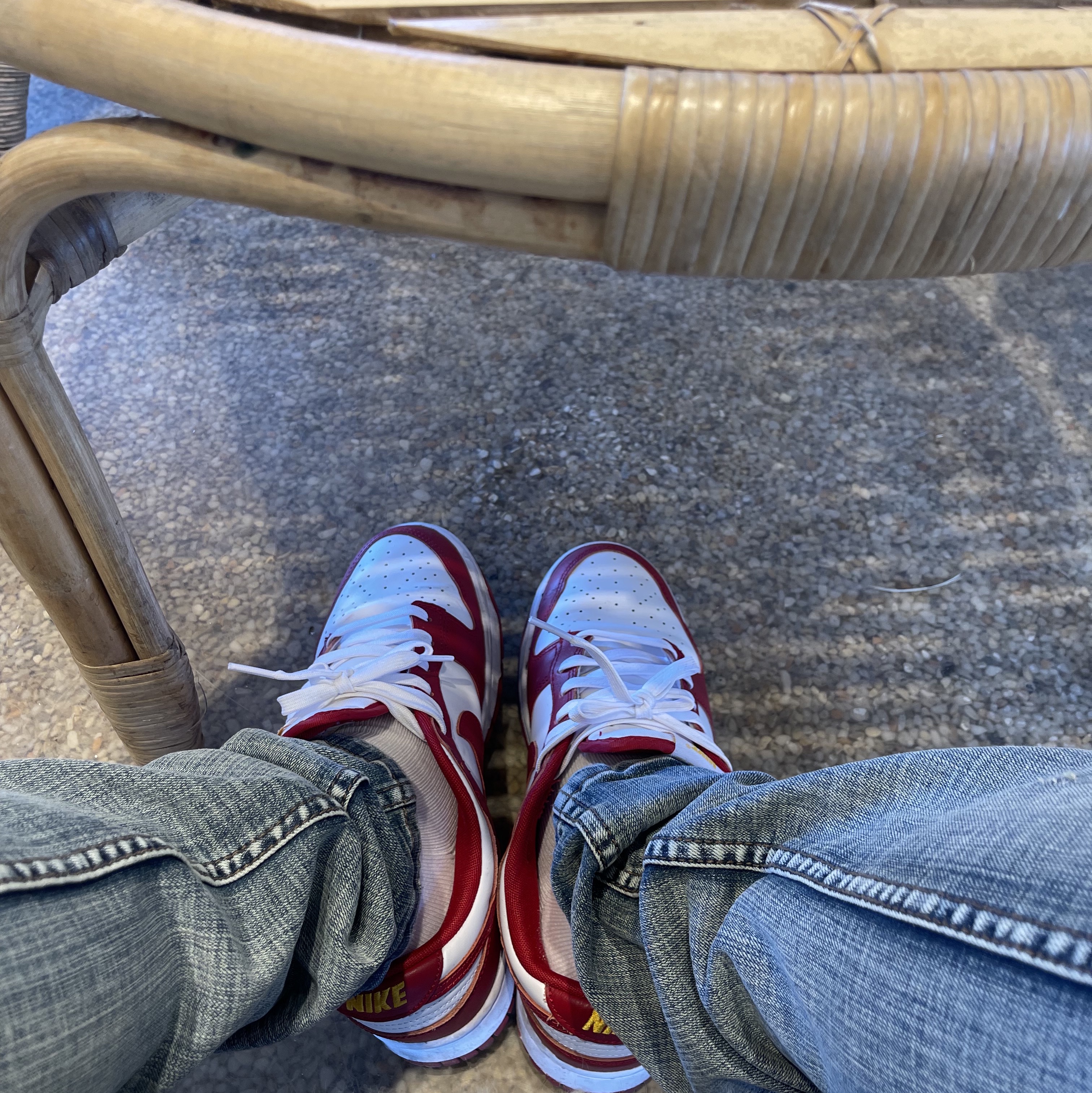 Nike Dunk Low SP White and University Red 2023 착용 스타일