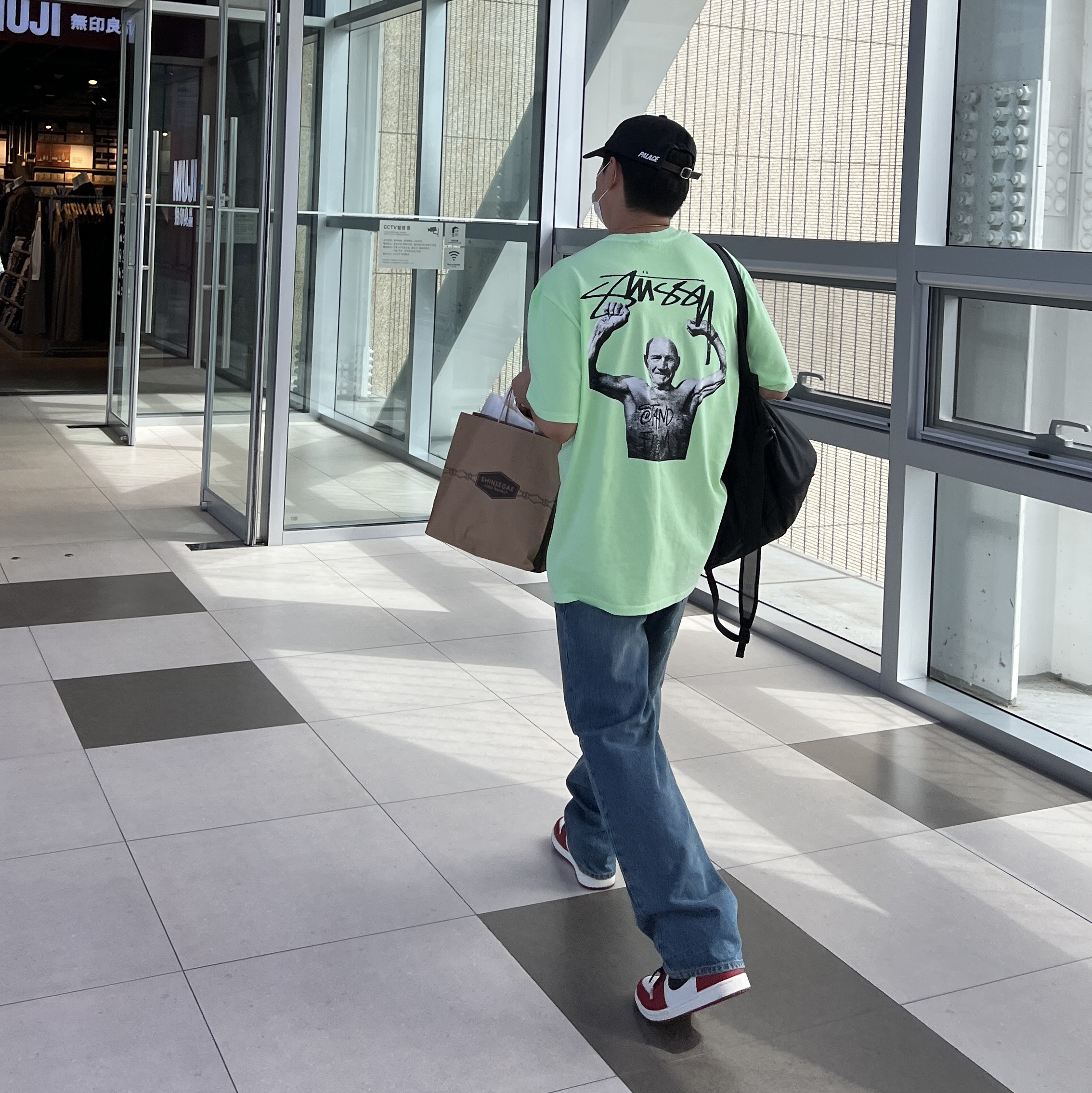 Palace P 6-Panel Black - 23FW, Stussy x Martine Rose Stand Firm Pigment Dyed T-Shirt Patina 착용 스타일