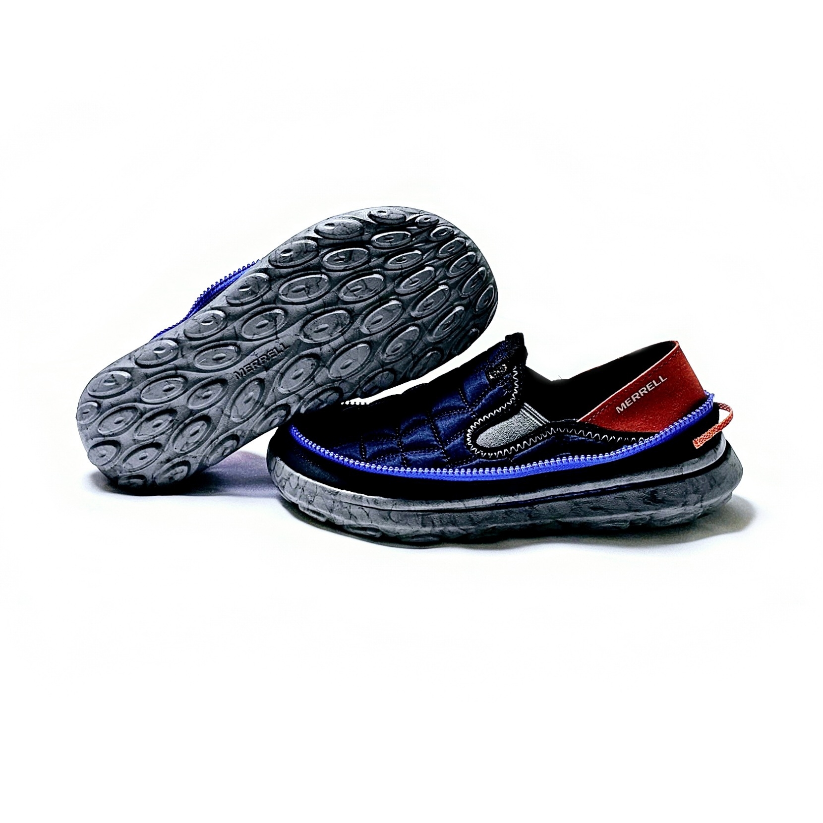 Merrell Hut Moc 2 Packable Navy Clay 착용 스타일 - 1