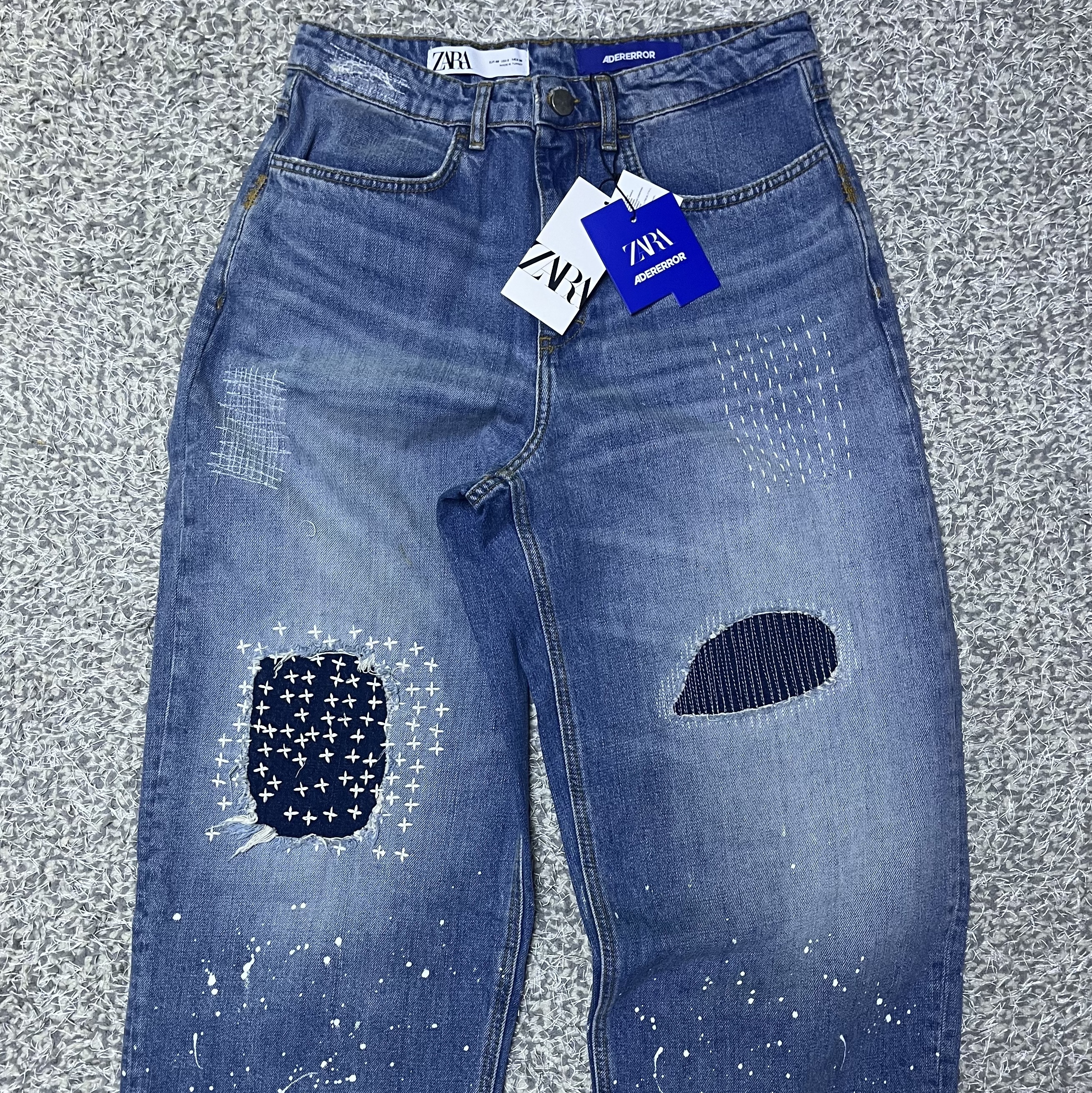 Zara x Ader Error Patchwork Jeans Blue 착용 스타일