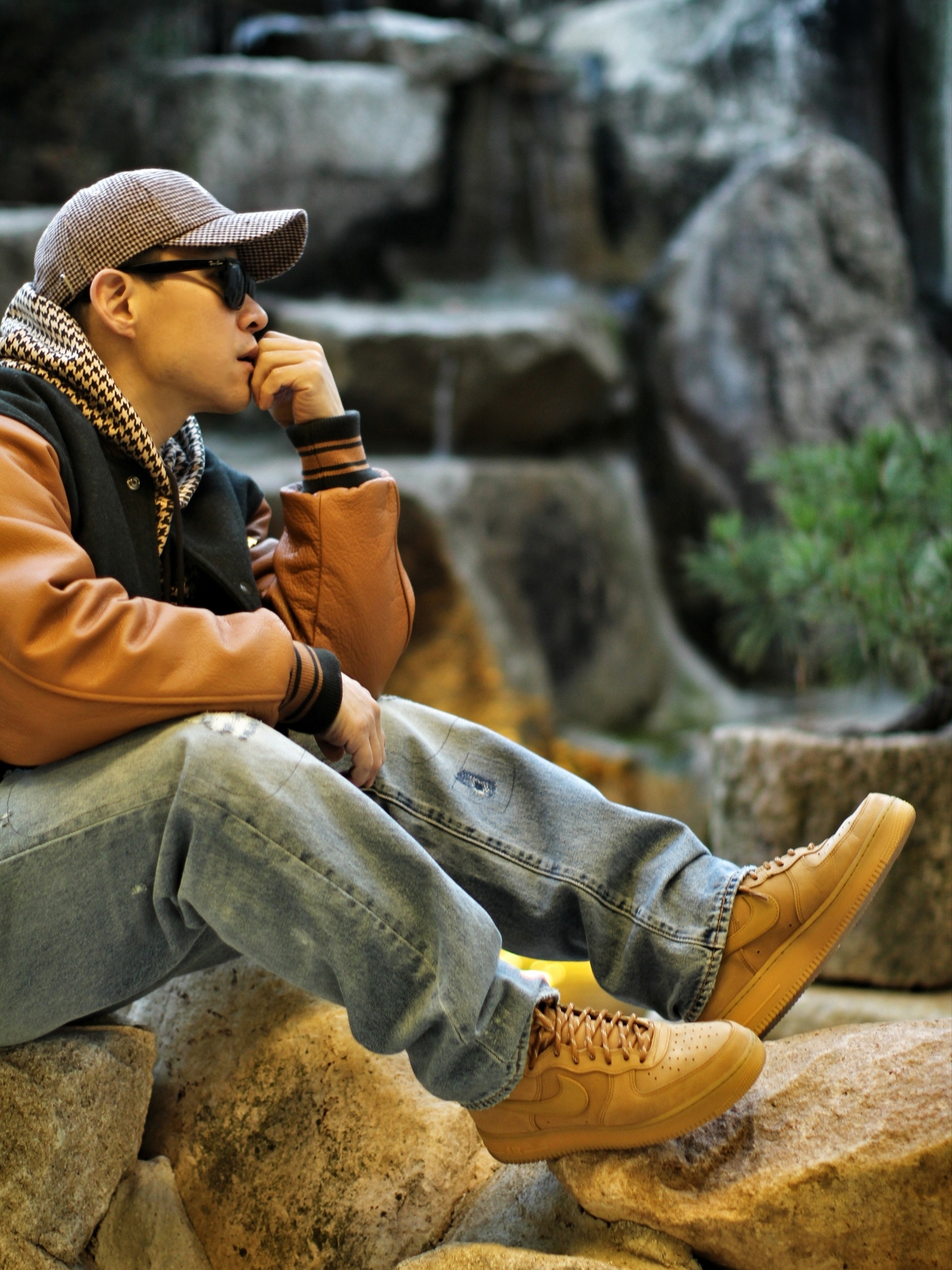 Nike Air Force 1 High '07 LV8 WB Flax, Stussy Thinsulate Canvas Bell Hat Brown 착용 스타일 - 2