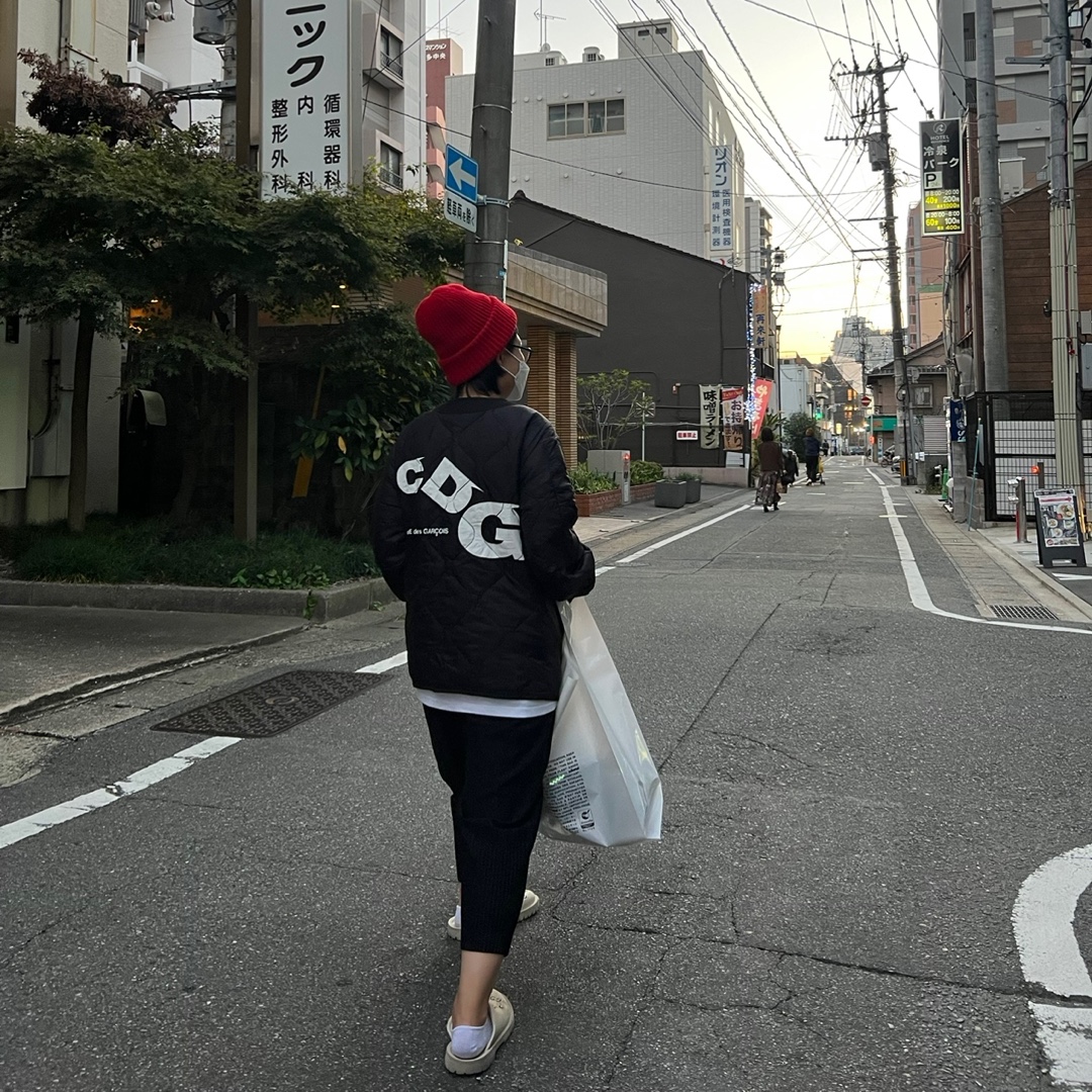 CDG x Alpha Industries Liner Jacket Black 착용 스타일
