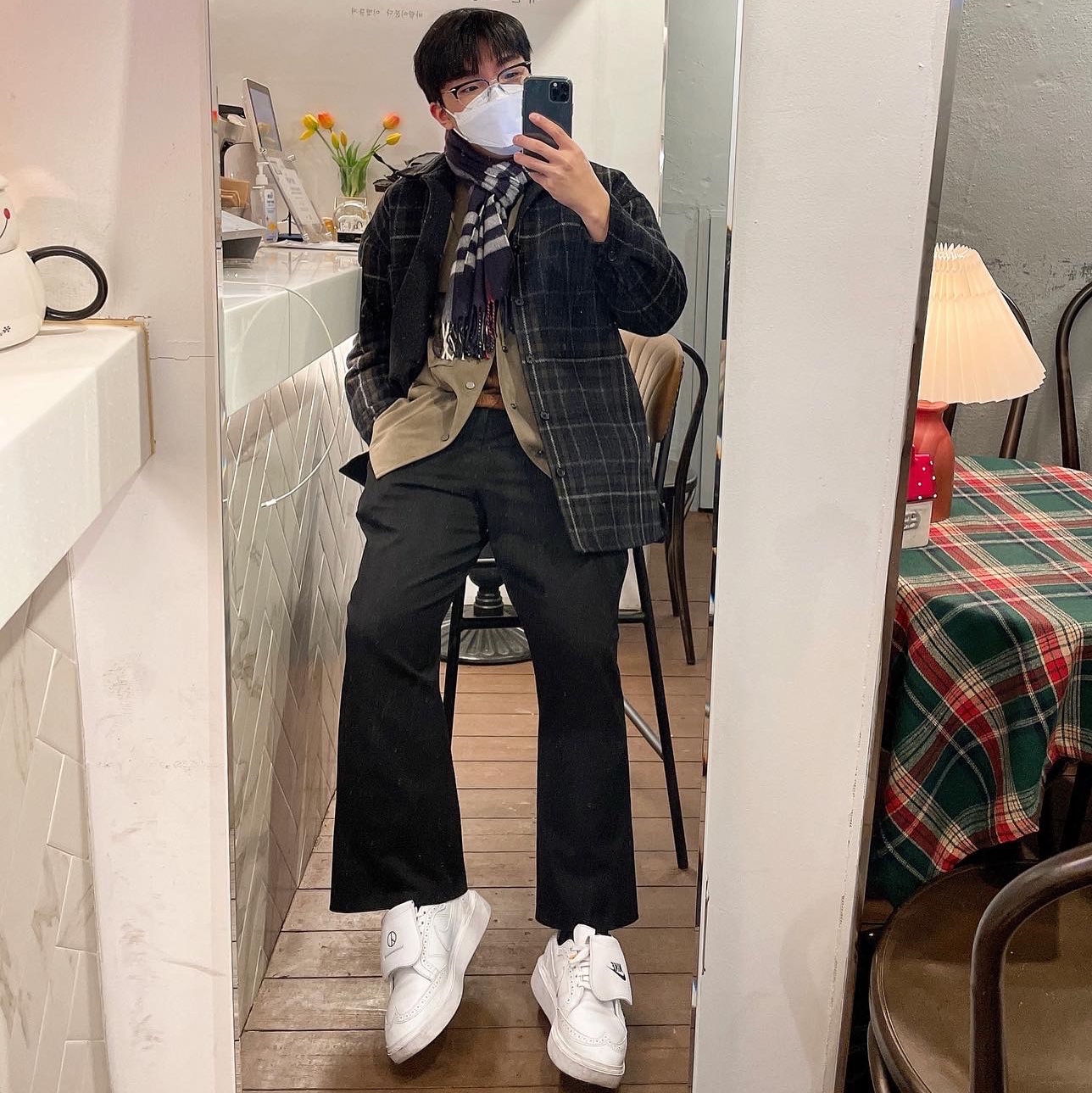 Nike x Peaceminusone Kwondo1 White 착용 스타일 - 2