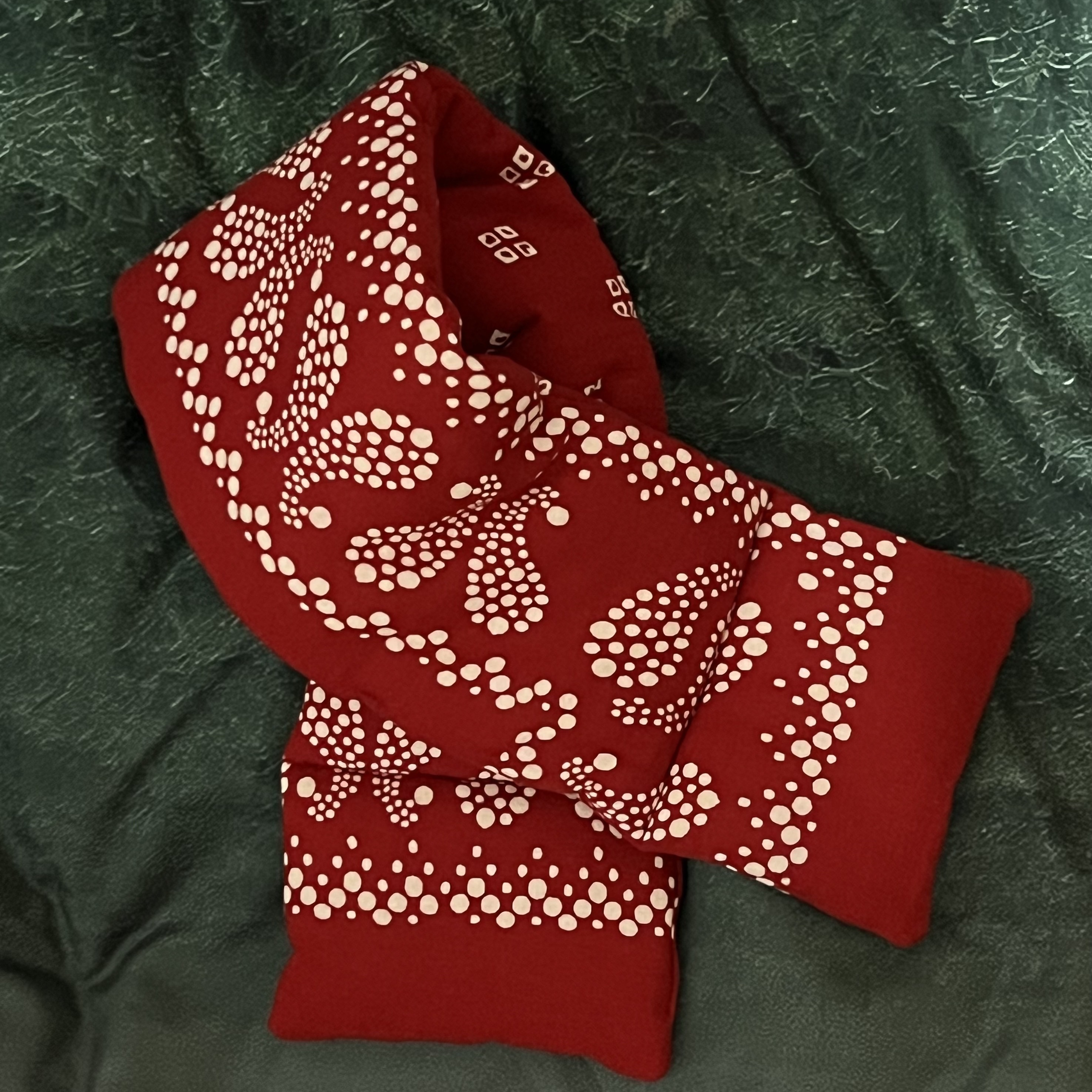 Kapital Hemp Rayon Bandana Pattern Kesa Muffler Red 착용 스타일