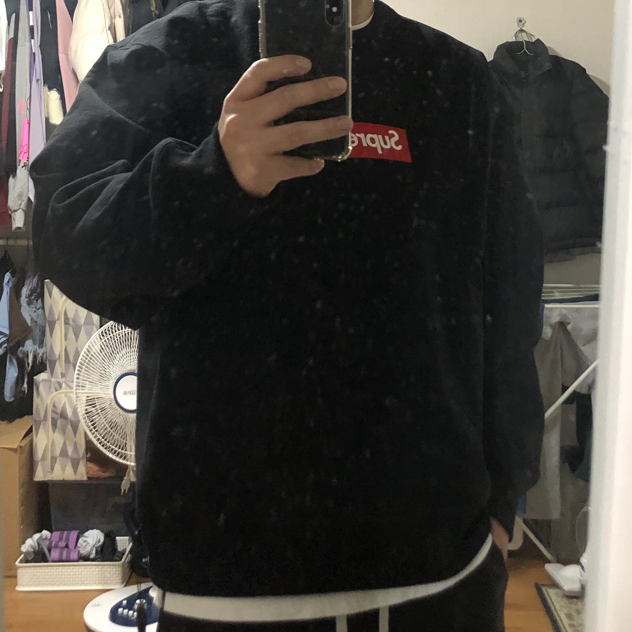 Supreme Box Logo Crewneck Black - 22FW 착용 스타일