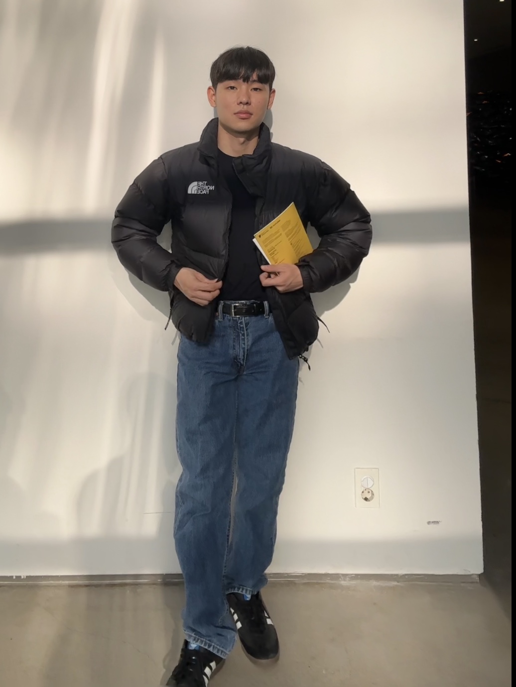 The North Face 1996 Eco Nuptse Jacket Black, Adidas Samba ADV Black 착용 스타일 - 2