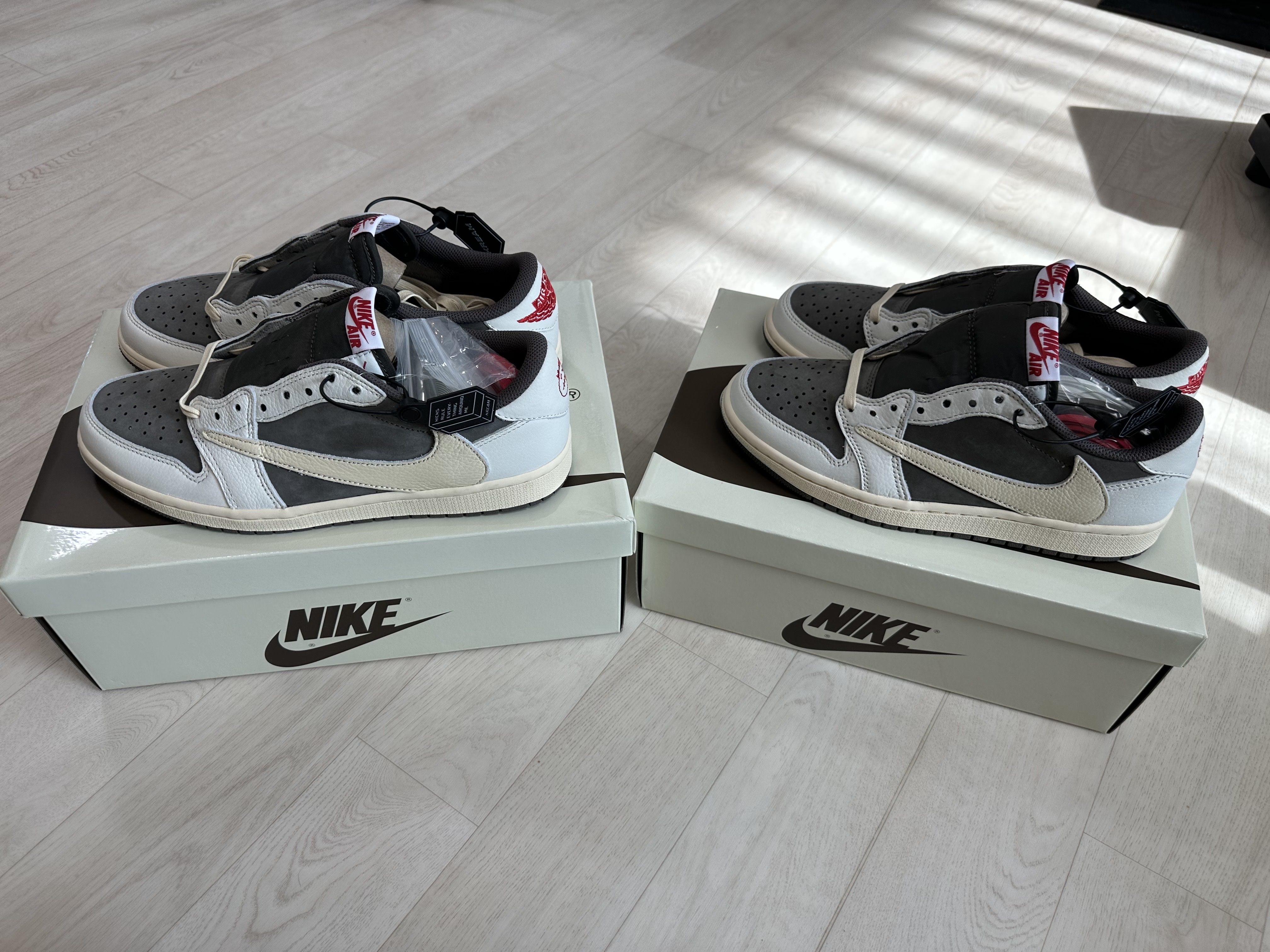 Jordan 1 x Travis Scott Retro Low OG SP Sail and Ridgerock 착용 스타일