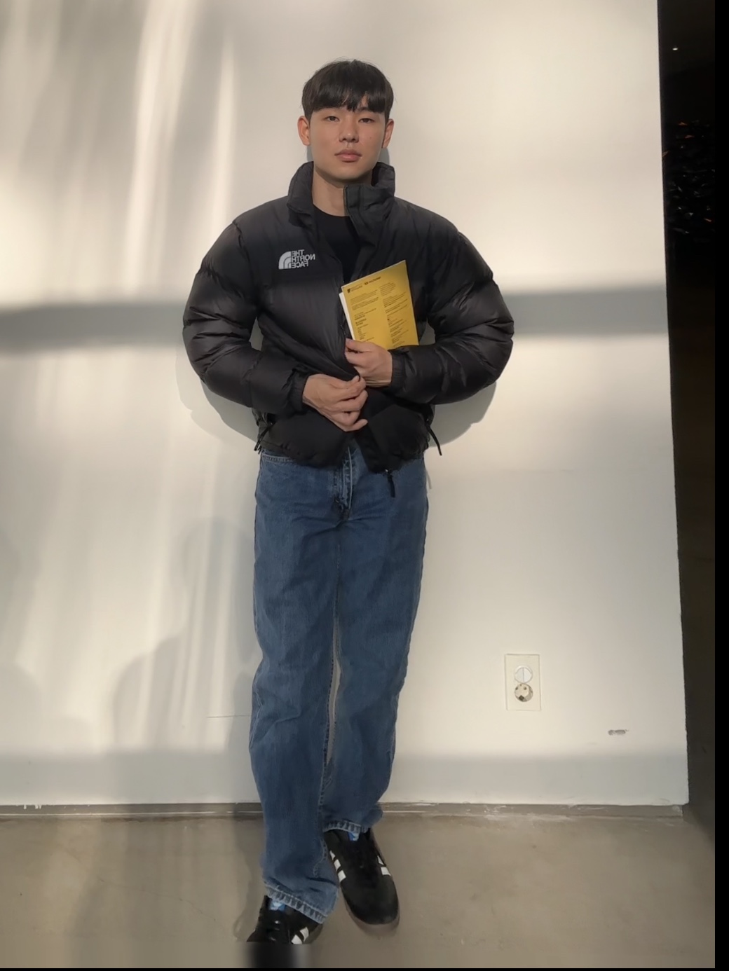 The North Face 1996 Eco Nuptse Jacket Black, Adidas Samba ADV Black 착용 스타일 - 3