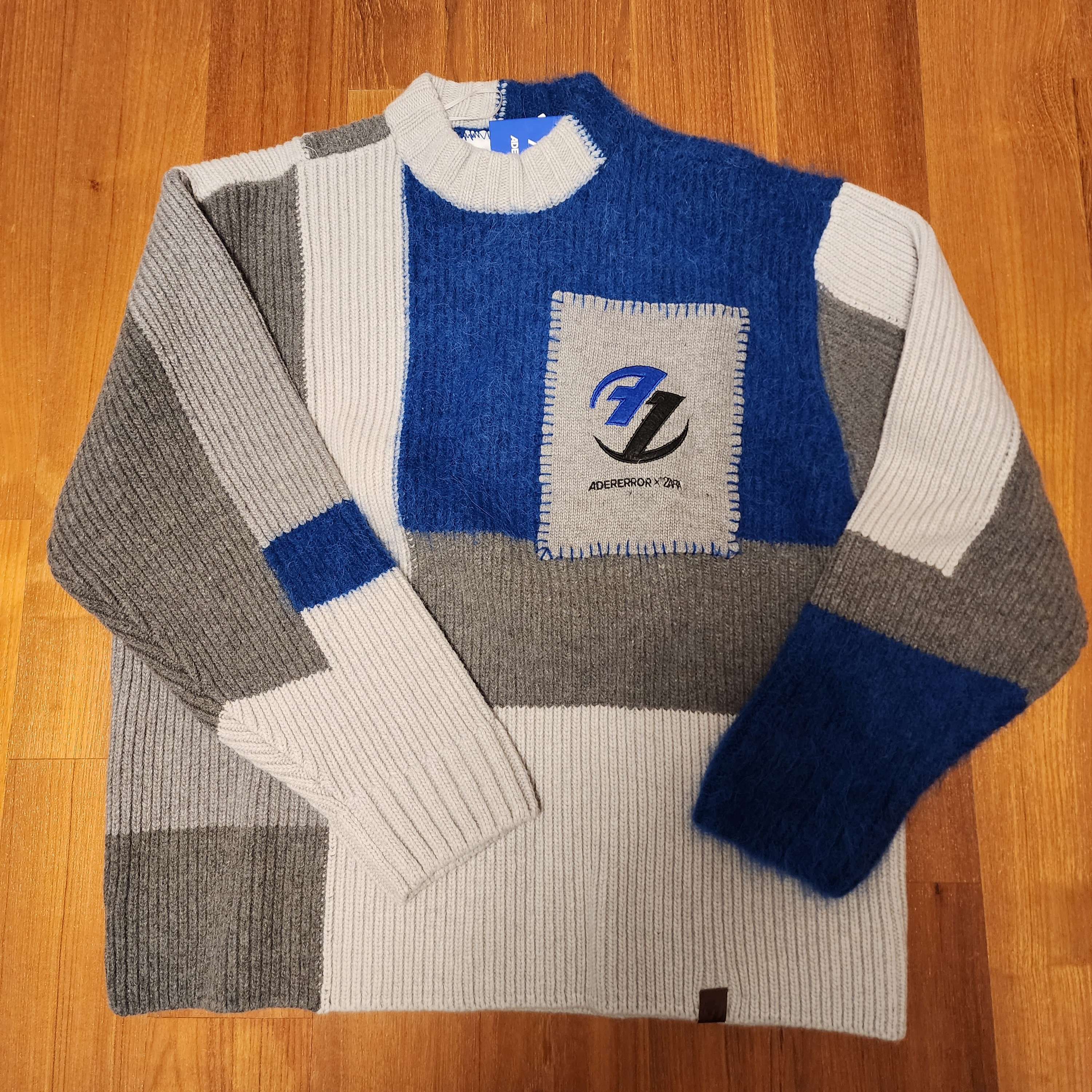 Zara x Ader Error Patchwork Oversize Knit Sweater Multicolor 착용 스타일 - 1