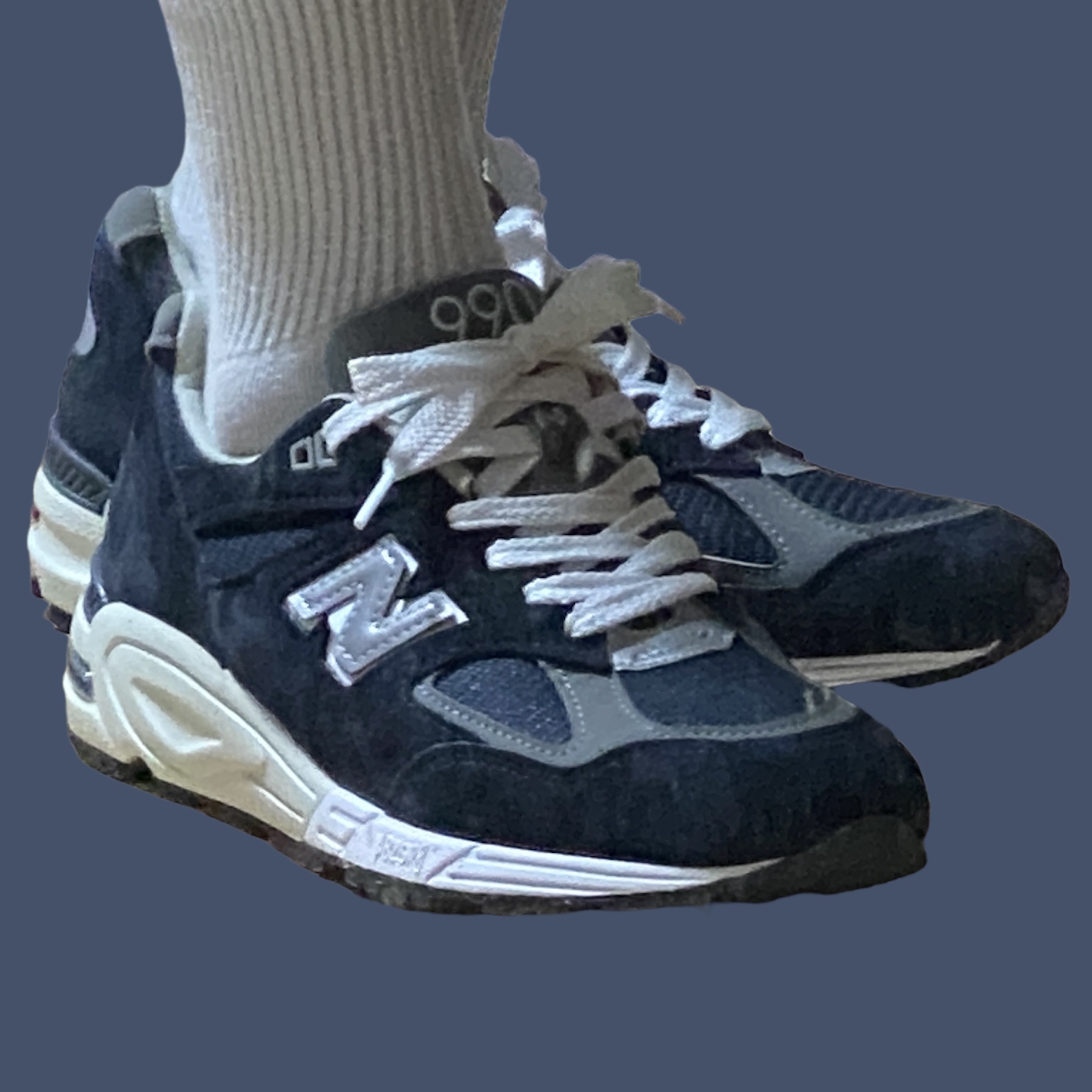 New Balance 990vs2 Made in USA Grey, New Balance 990v2 Made in USA Navy 착용 스타일 - 2