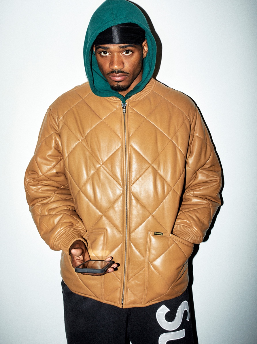 Supreme Quilted Leather Work Jacket Tan - 22FW 착용 스타일