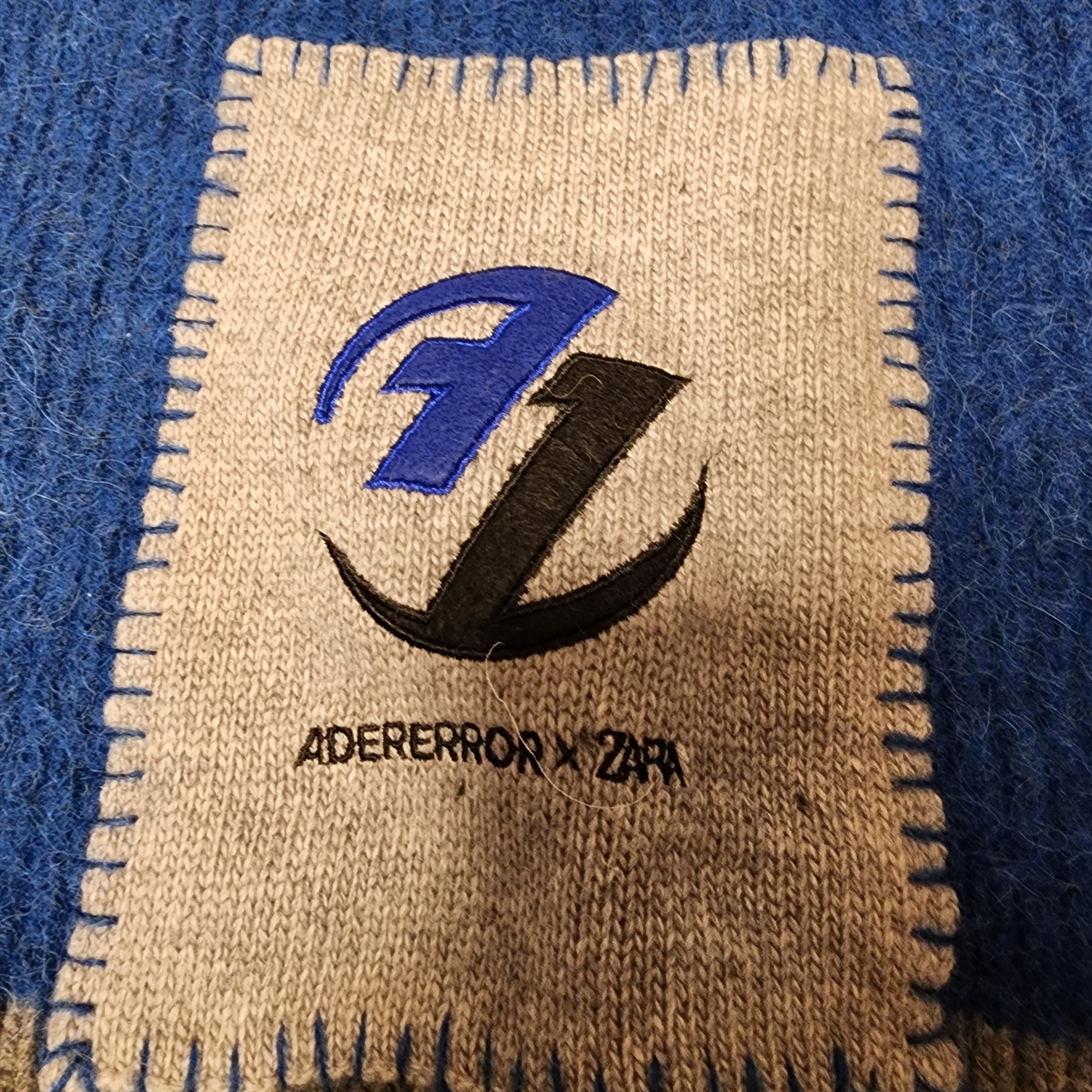 Zara x Ader Error Patchwork Oversize Knit Sweater Multicolor 착용 스타일 - 3