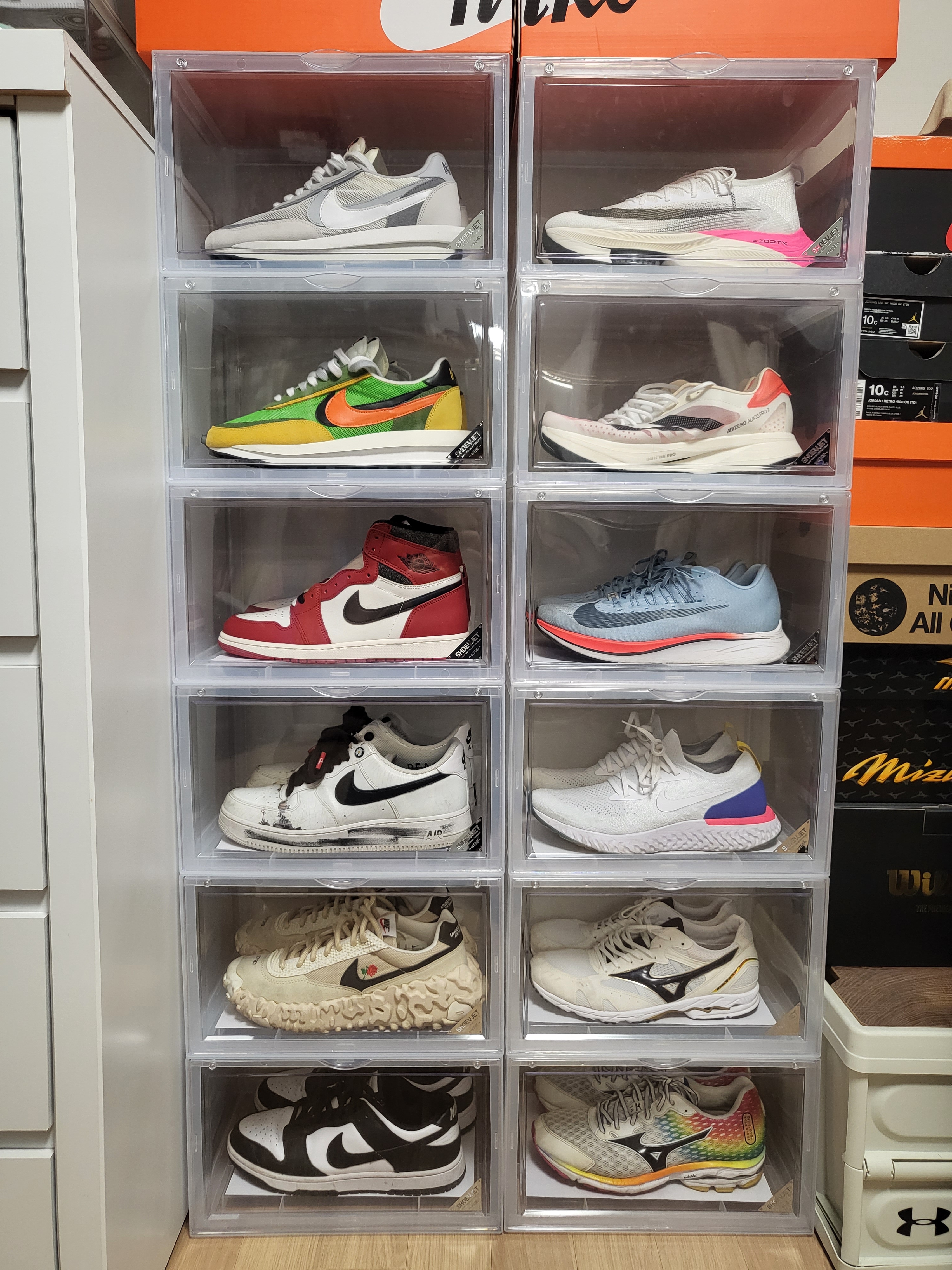 Nike x Sacai LDWaffle Summit White, Nike x Sacai LDWaffle Green Multi 착용 스타일