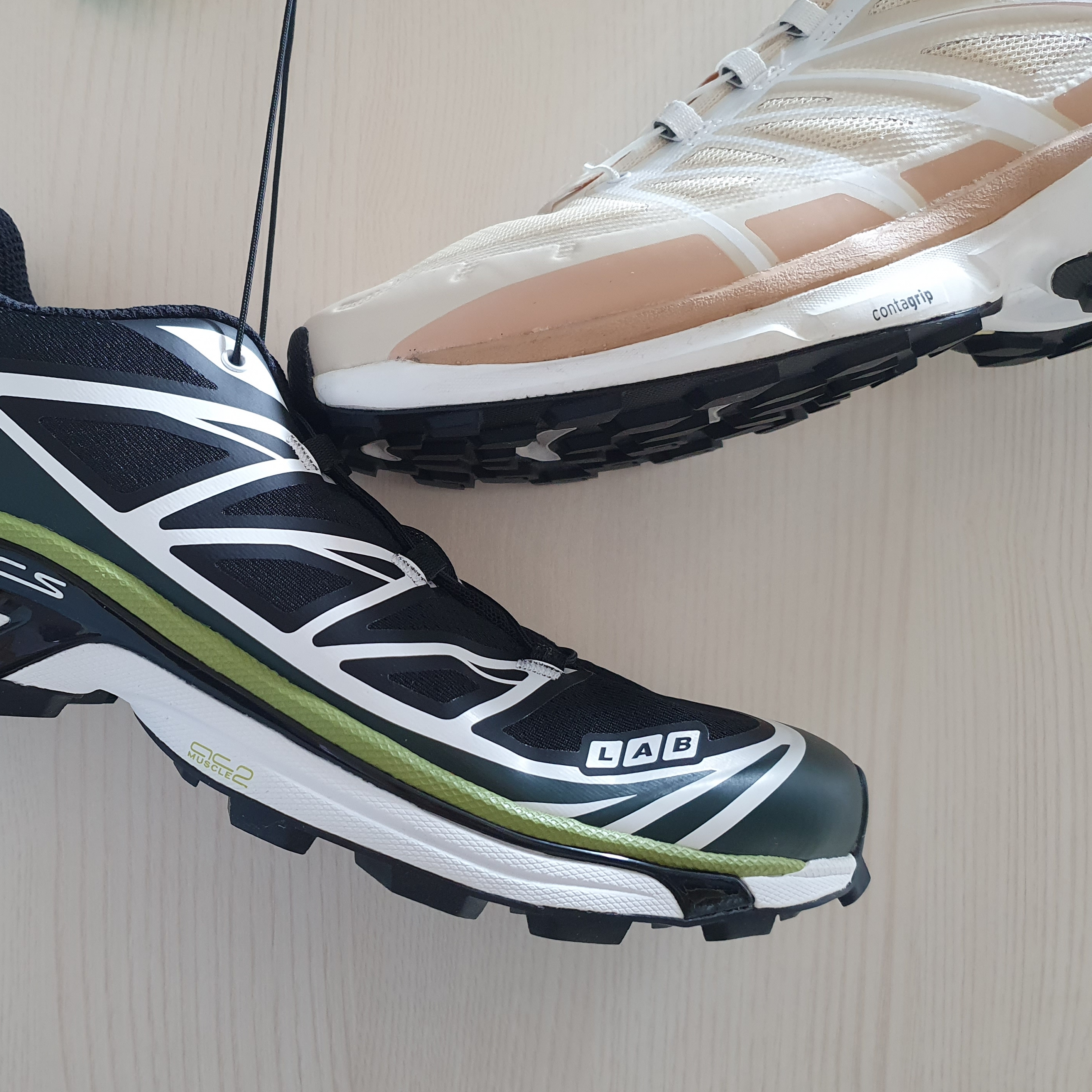 Salomon XT-6 Scarab Black, Salomon XT-Wings 2 Turtledove 착용 스타일