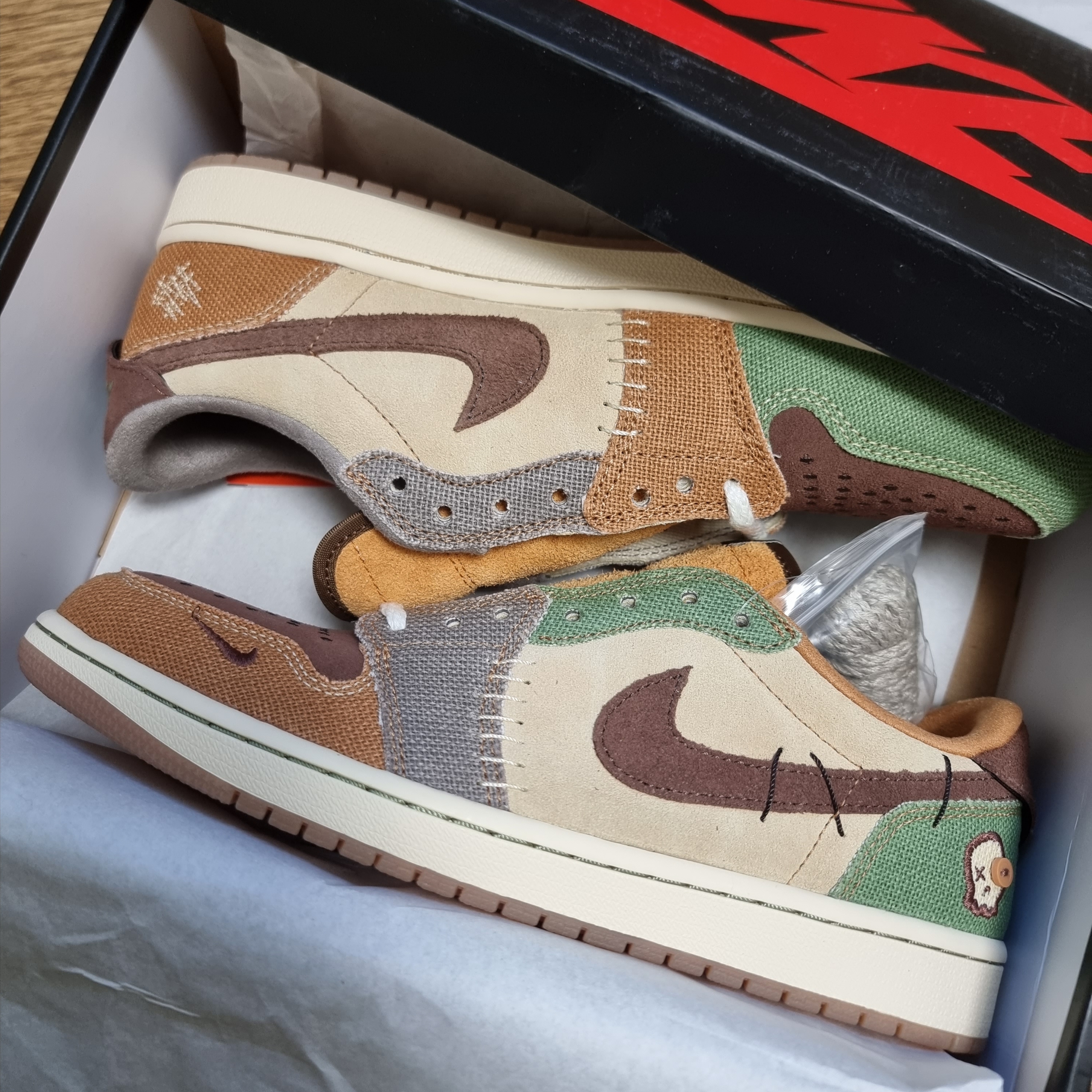 Jordan 1 x Zion Williamson Retro Low OG Flax and Oil Green 착용 스타일
