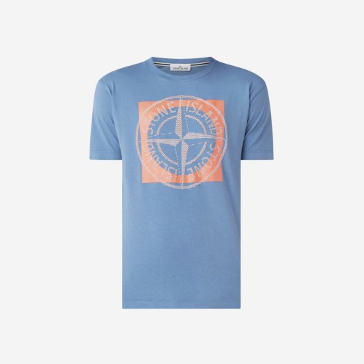 스톤 아일랜드 2NS93 저지 가먼트 다이드 트리크로미아 투 티셔츠 파우더 블루 - 22SS