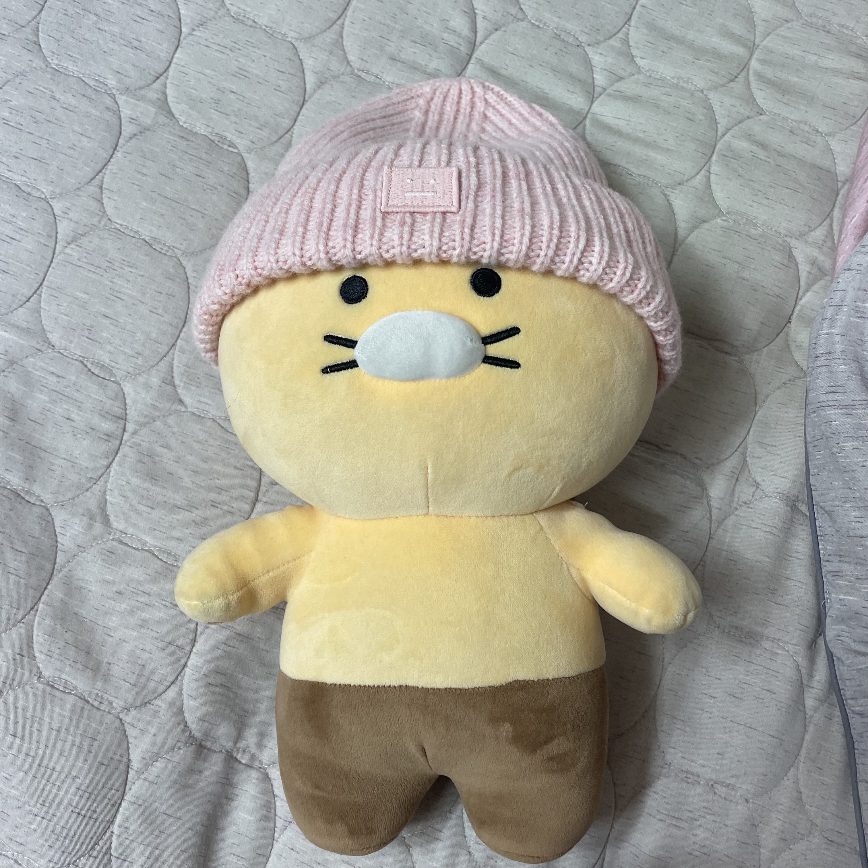 (Kids) Acne Studios Ribbed Beanie Hat Faded Pink Melange 착용 스타일