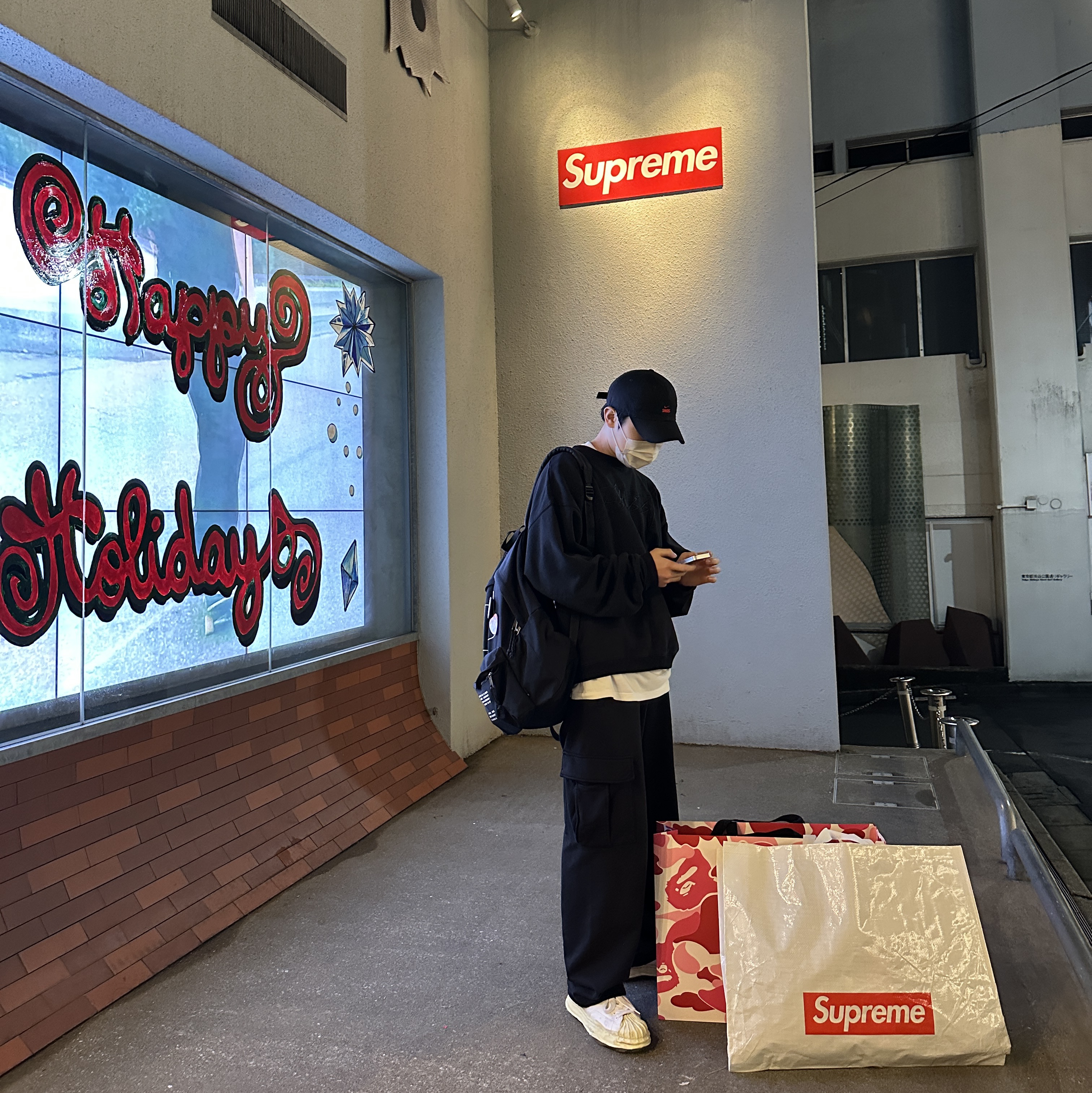 Stussy Sport Cargo Fleece Pants Black, Stussy Relaxed Smoothstock Crew Black 착용 스타일