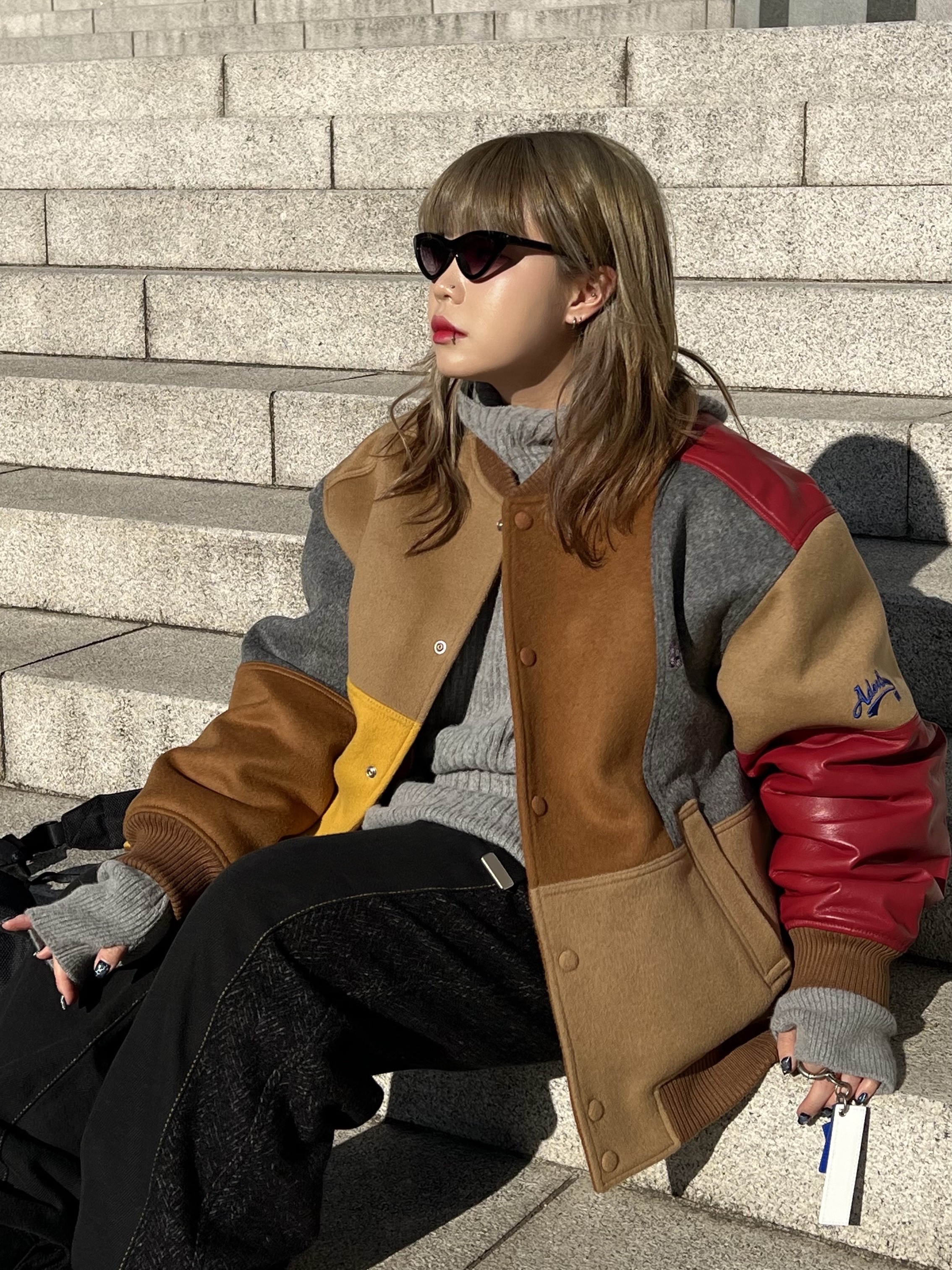Ader Error Og; 8th @9221 Jacket Red, Ader Error Vrith Trousers Noir 착용 스타일 - 3