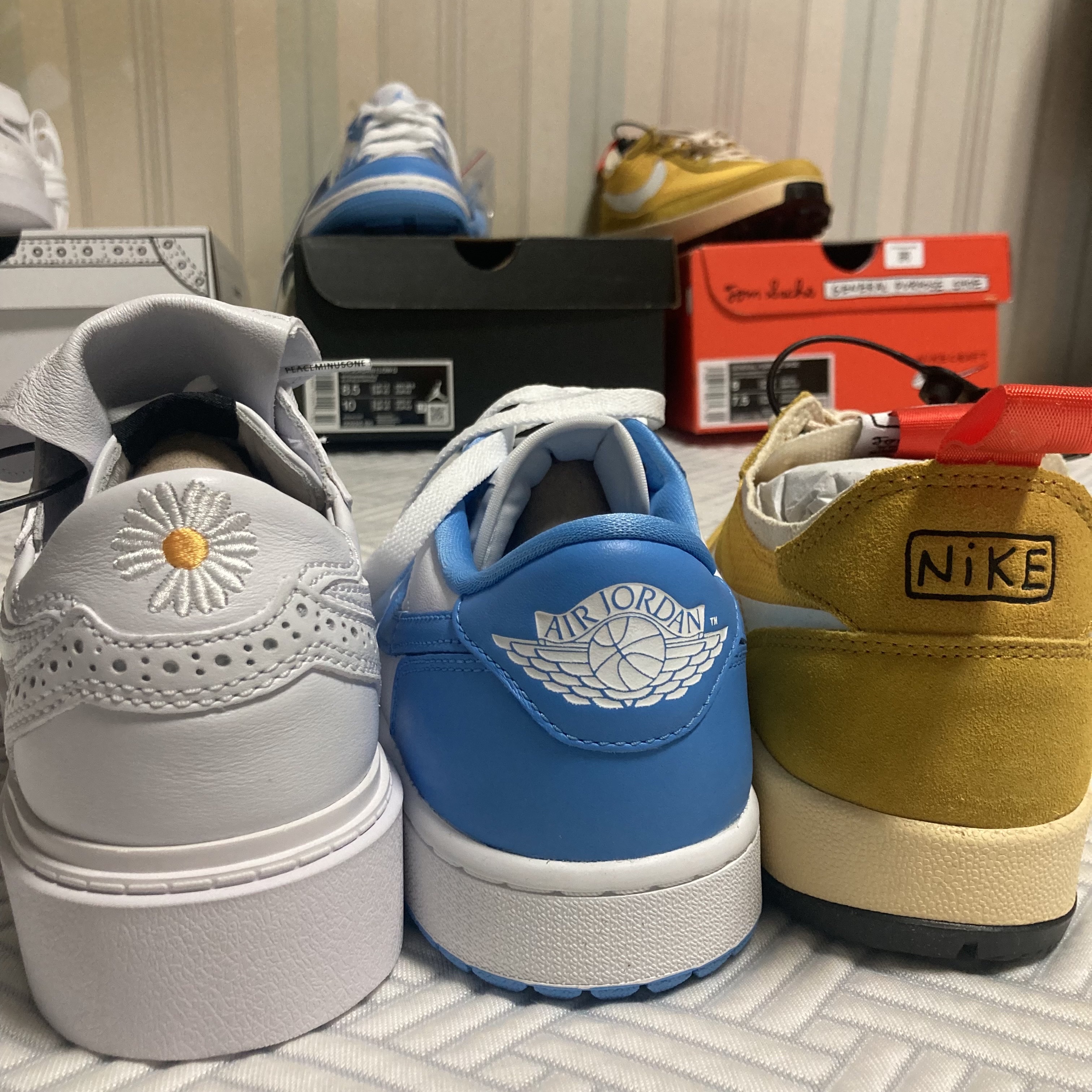 Jordan 1 Low Golf White and University Blue, Nike x Tom Sachs General Purpose Shoe Archive 착용 스타일 - 4