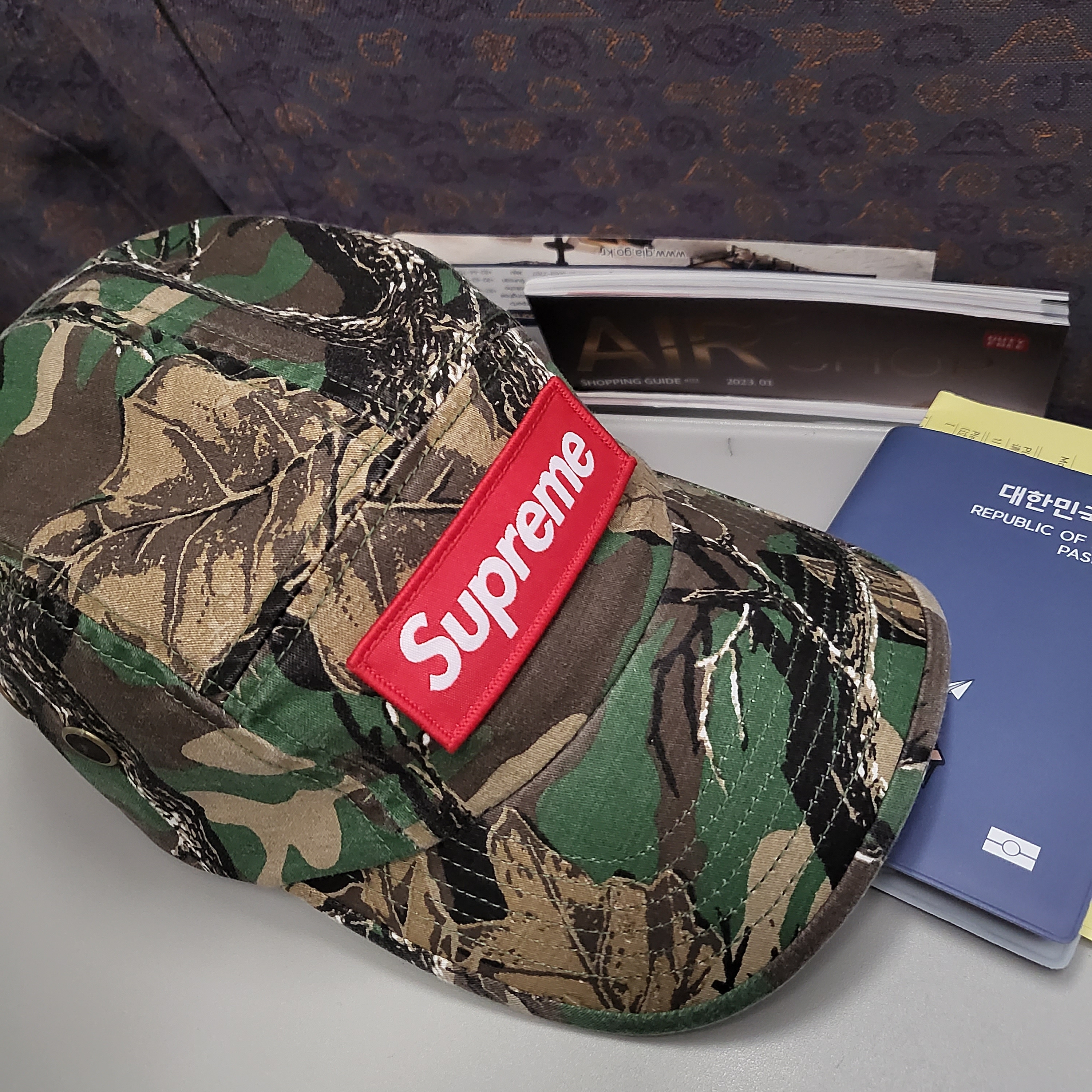Supreme Military Camp Cap Branch Olive Camo - 22FW 착용 스타일