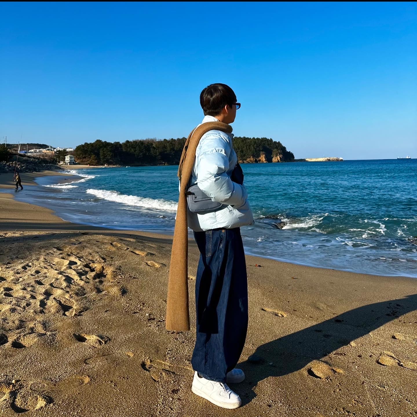 Zara x Ader Error Wide Leg Jeans Blue 착용 스타일