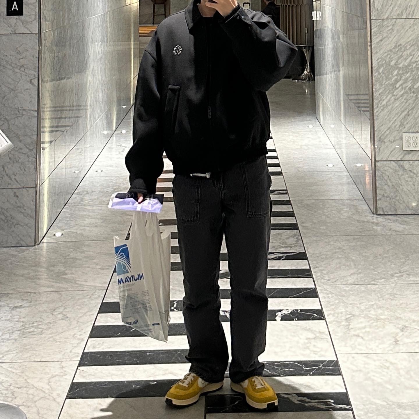 Nike x Tom Sachs General Purpose Shoe Archive, Zara x Ader Error Oversize Collar Bomber Jacket Black 착용 스타일 - 1