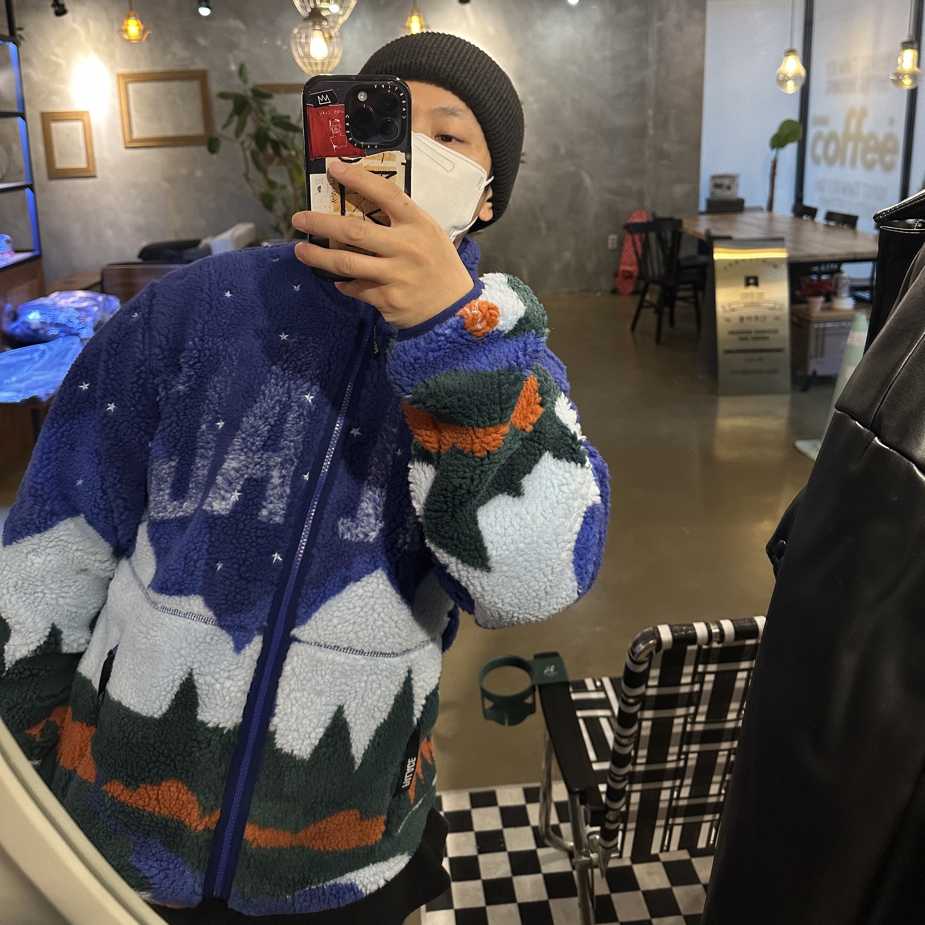 Palace Peak Funnel Fleece Blue - 22FW 착용 스타일