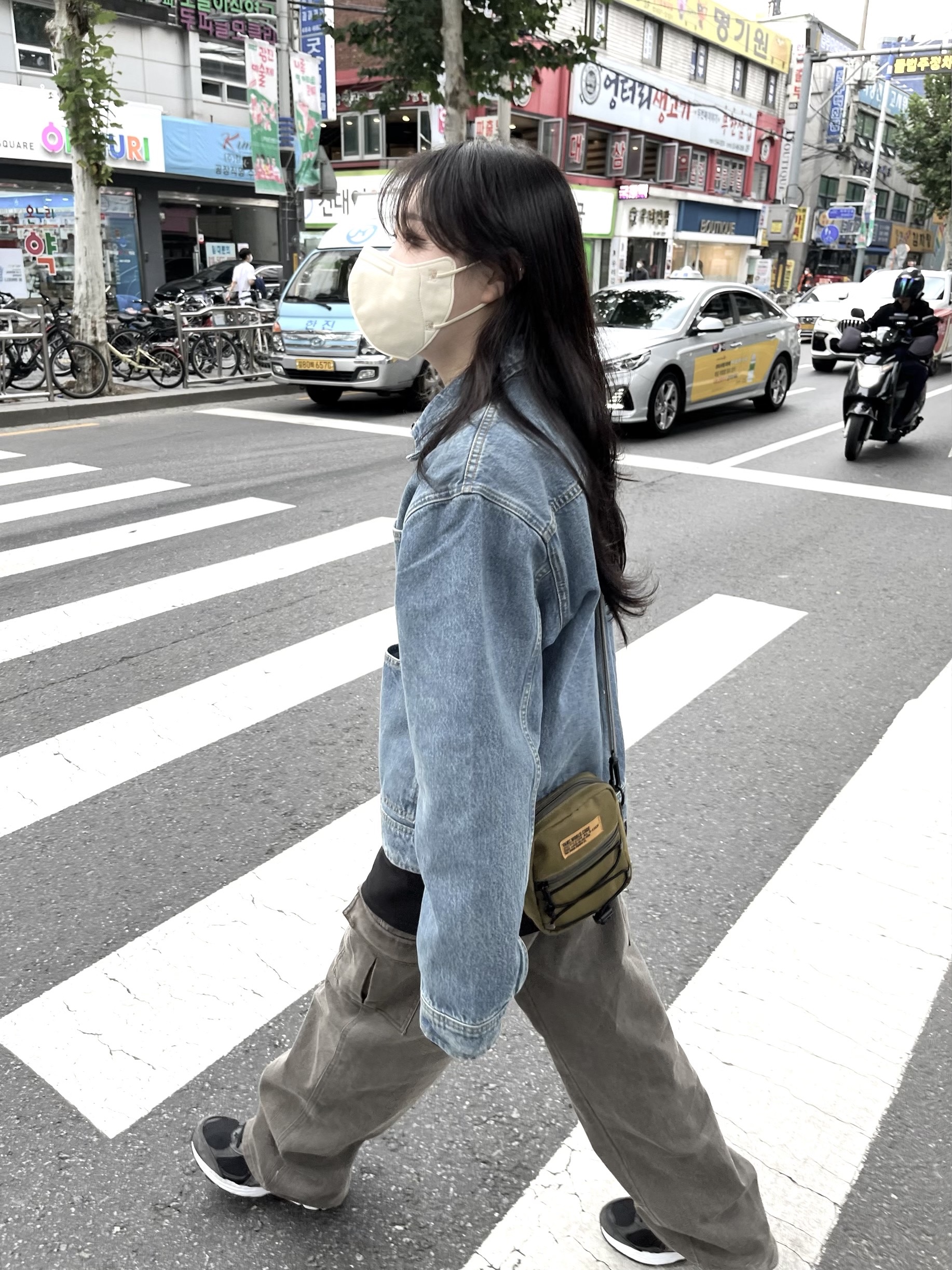 Stussy Denim Zip Work Jacket Washed Blue, Nike Air Force 1 '07 Low White 착용 스타일 - 3