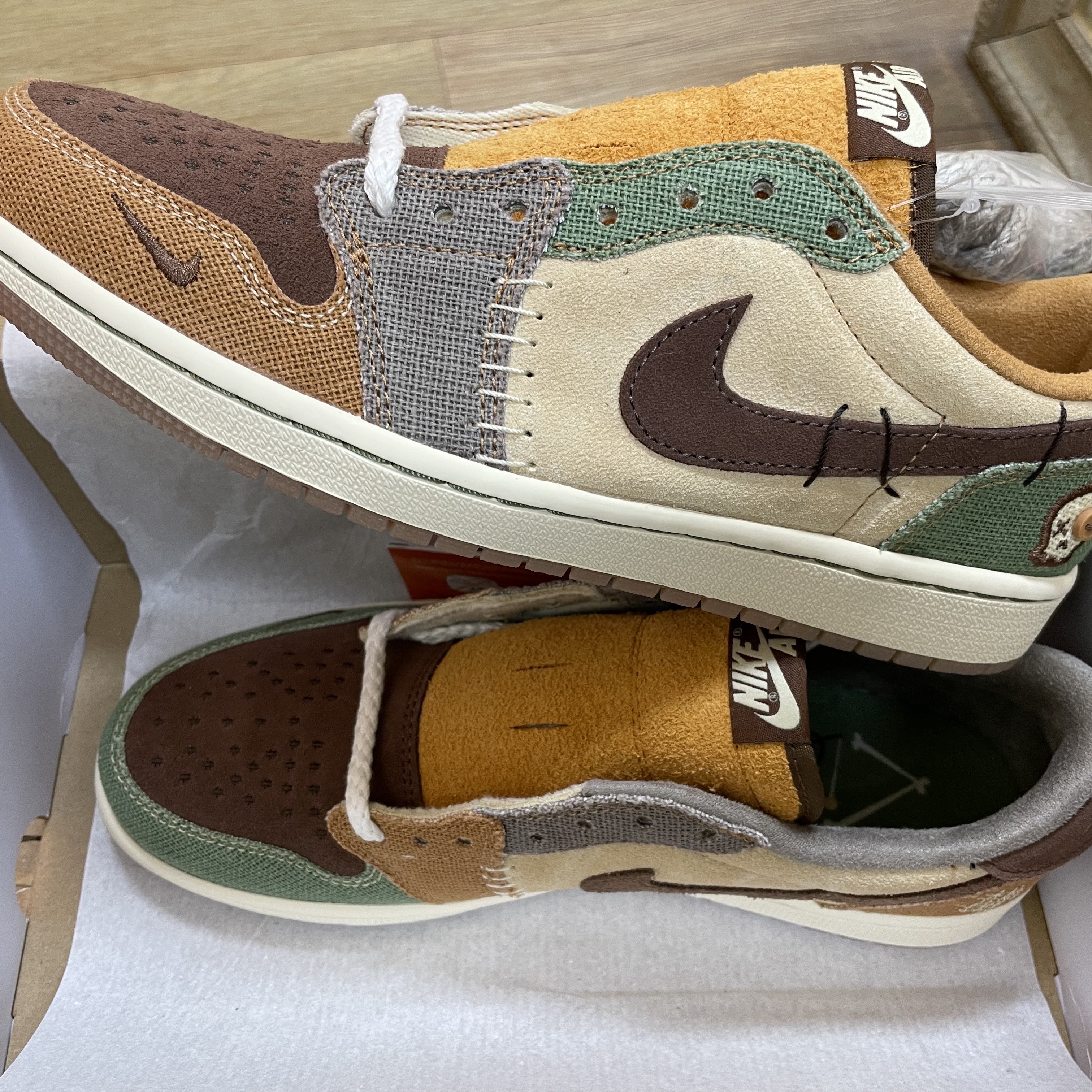 Jordan 1 x Zion Williamson Retro Low OG Flax and Oil Green 착용 스타일