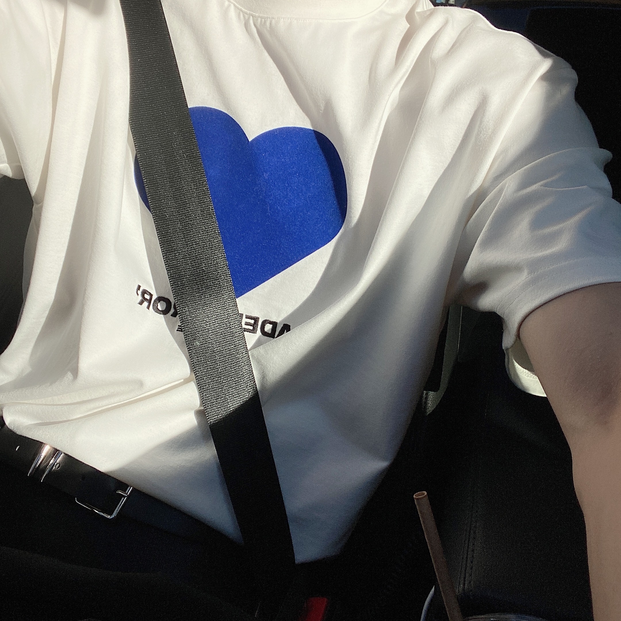 Ader Error Twin Heart Logo T-Shirt White 착용 스타일
