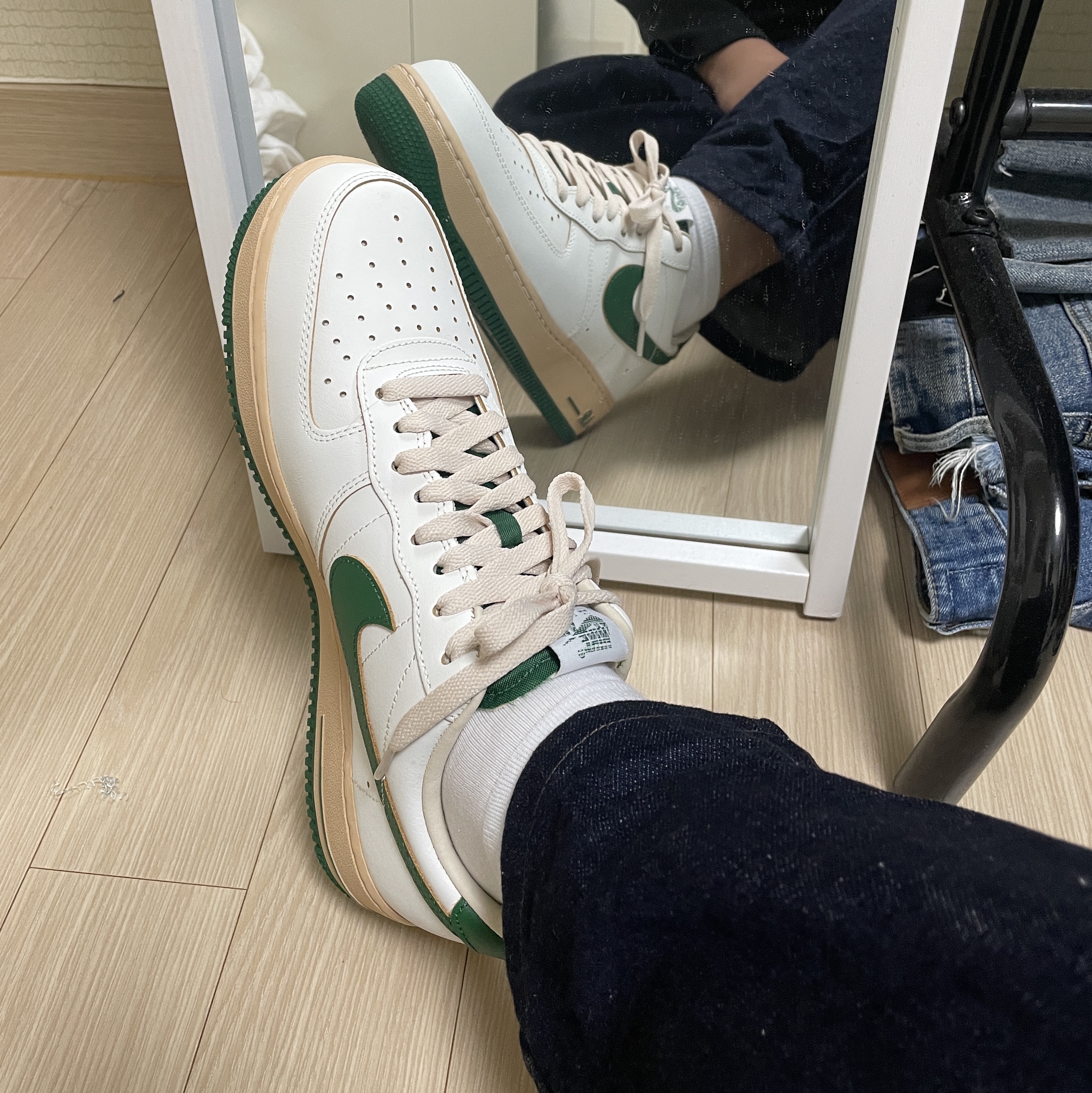(W) Nike Air Force 1 Low Gorge Green 착용 스타일