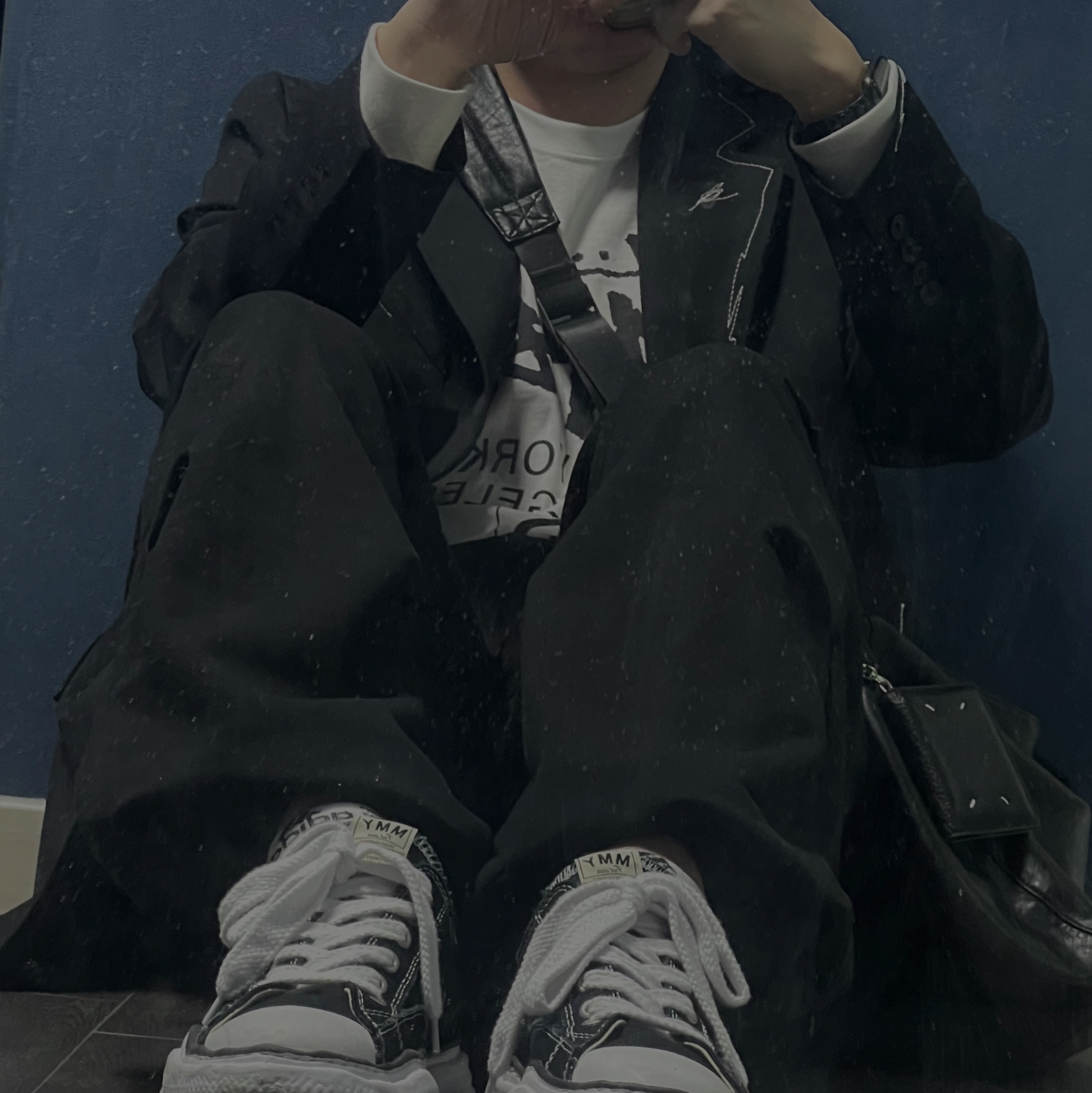 Zara x Ader Error Oversized Blazer Black, Maison Margiela Keyring Wallet Black 착용 스타일 - 2