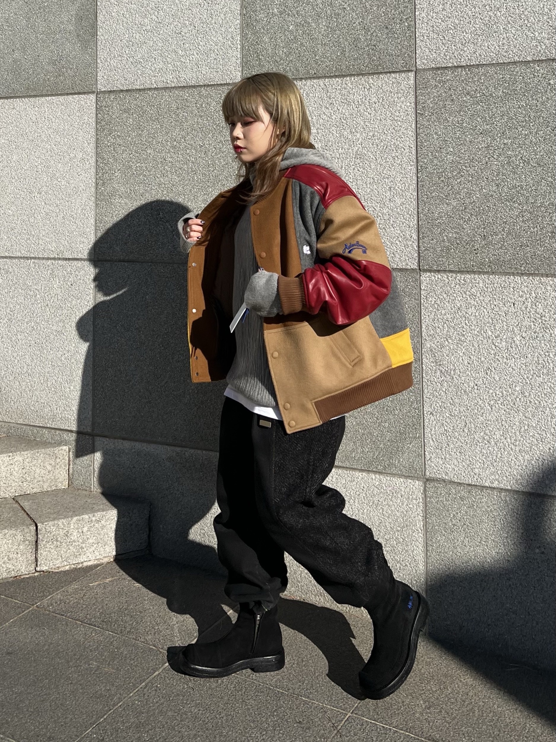 Ader Error Og; 8th @9221 Jacket Red, Ader Error Vrith Trousers Noir 착용 스타일 - 1