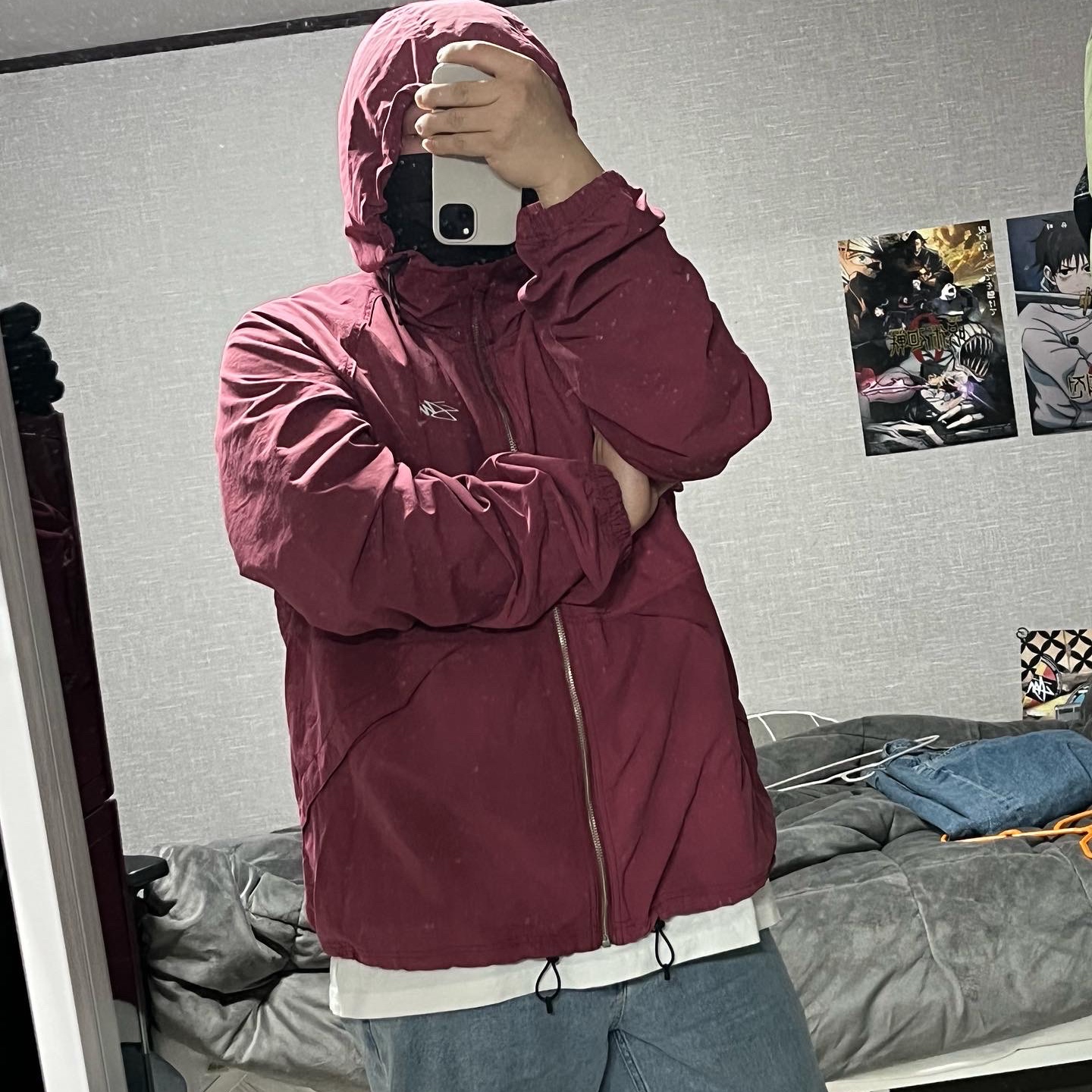 Stussy Wave Dye Beach Shell Jacket Berry 착용 스타일