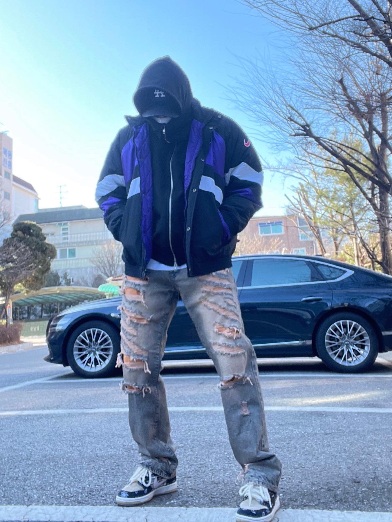 Supreme x Nike Hooded Sport Jacket Purple - 19SS, Nike x Travis Scott SB Dunk Low 착용 스타일 - 1