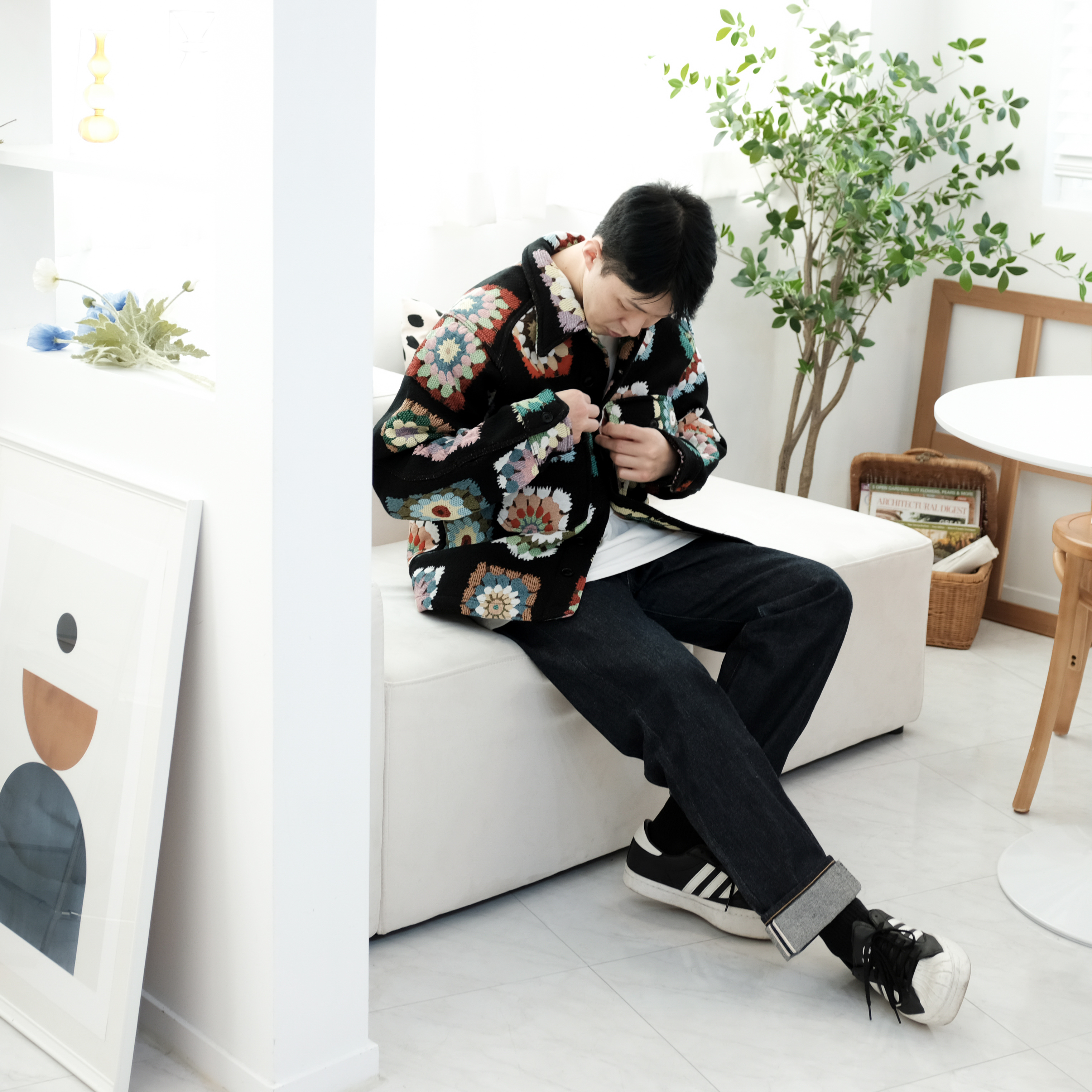 Y-3 Yohji Star Black White 착용 스타일