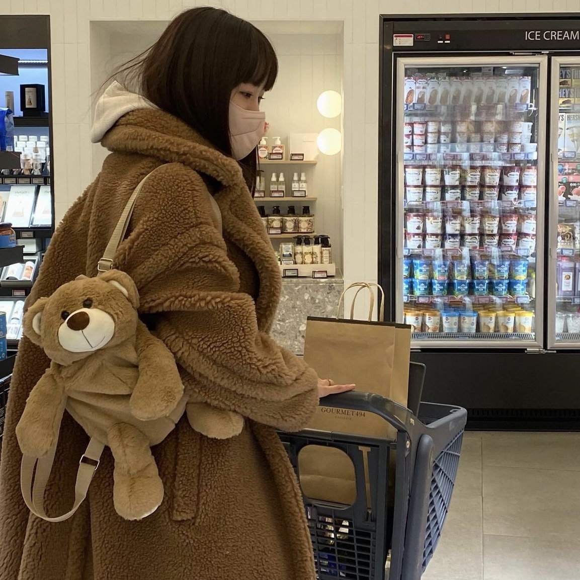 (W) Max Mara Teddy Bear Icon Coat Camel 착용 스타일 - 1